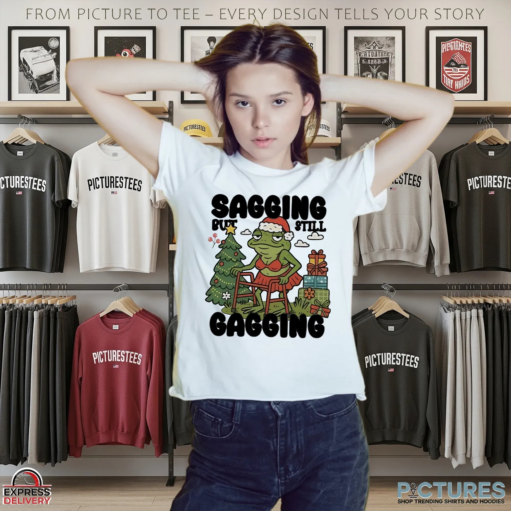 Frog Christmas Sagging But Still Gagging Christmas T Shirt