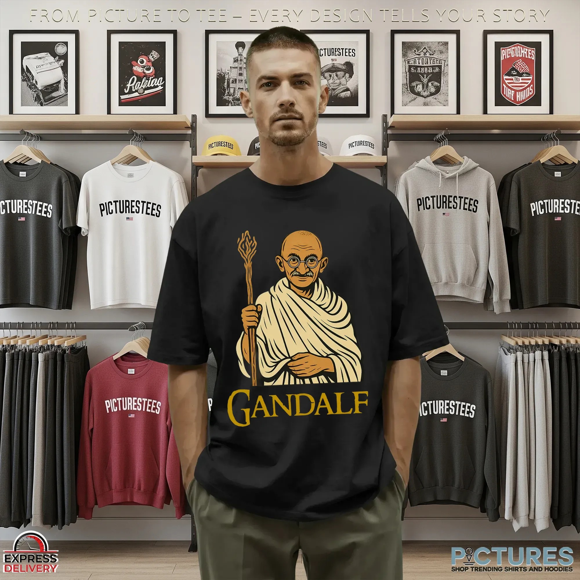 Gandalf Gandhi Parody T Shirt