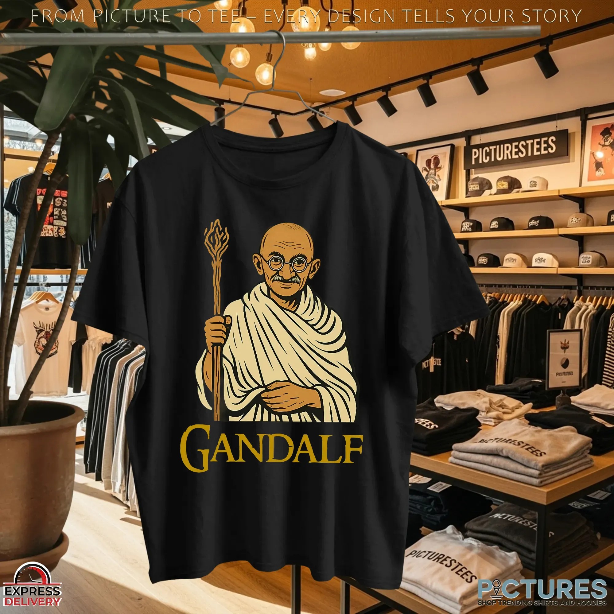 Gandalf Gandhi Parody T Shirt Gandalf Gandhi Parody T Shirt