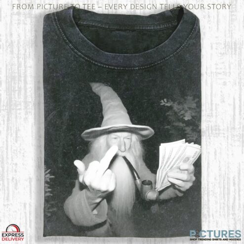 Gandalf Lord Of The Rings Middle Finger Dollars T Shirt