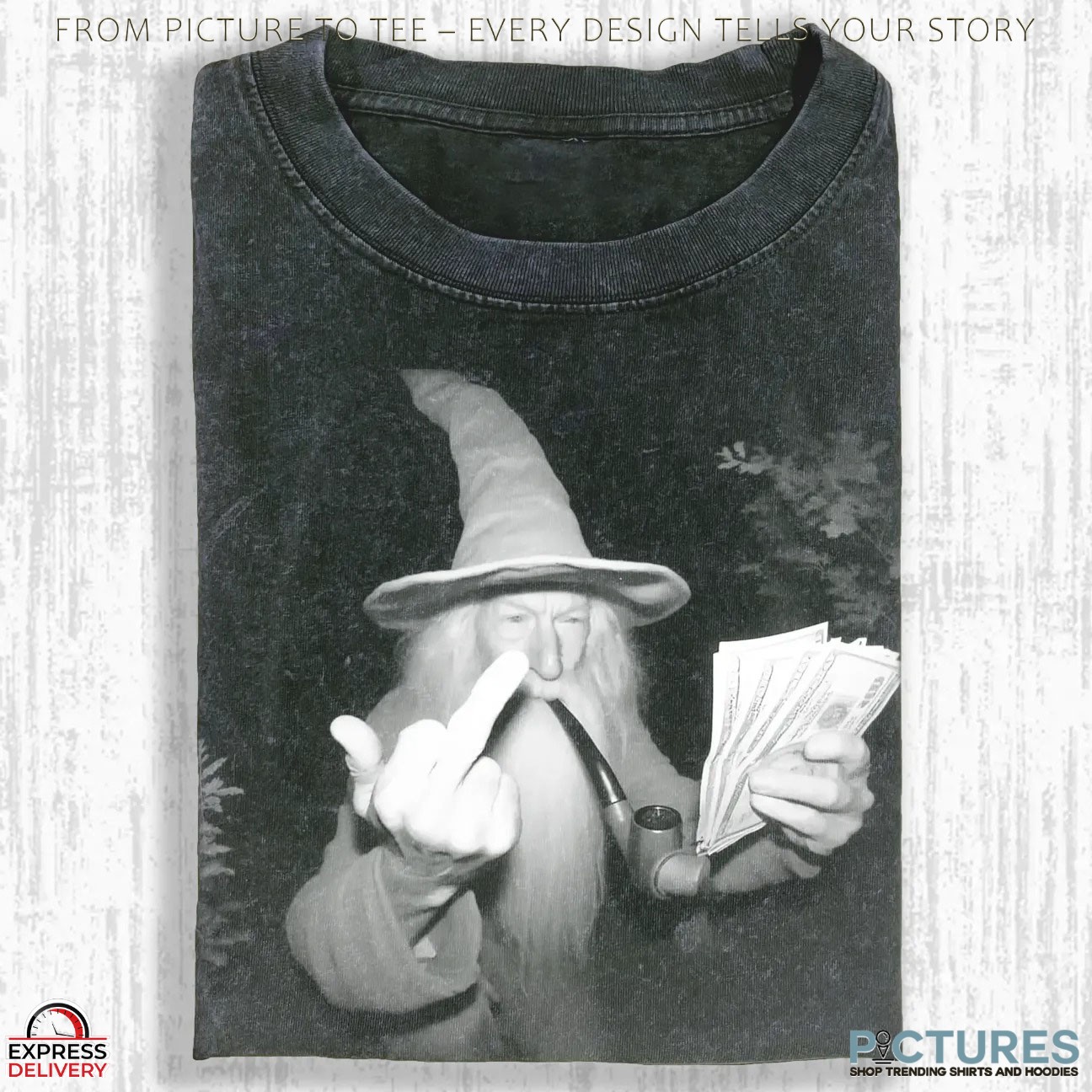 Gandalf Lord Of The Rings Middle Finger Dollars T Shirt