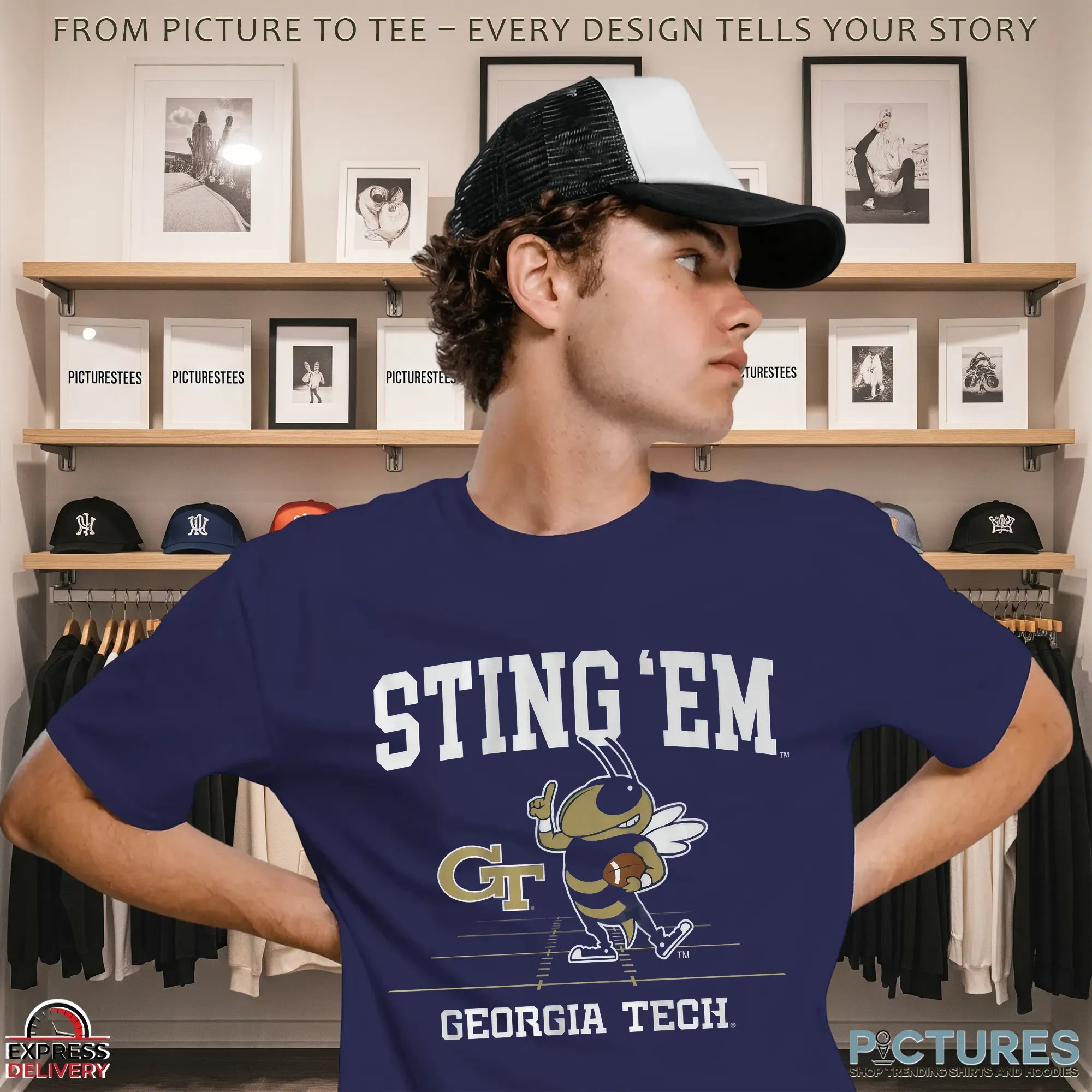 Georgia Tech Football Sting 'Em Gridiron Mascot T Shirt