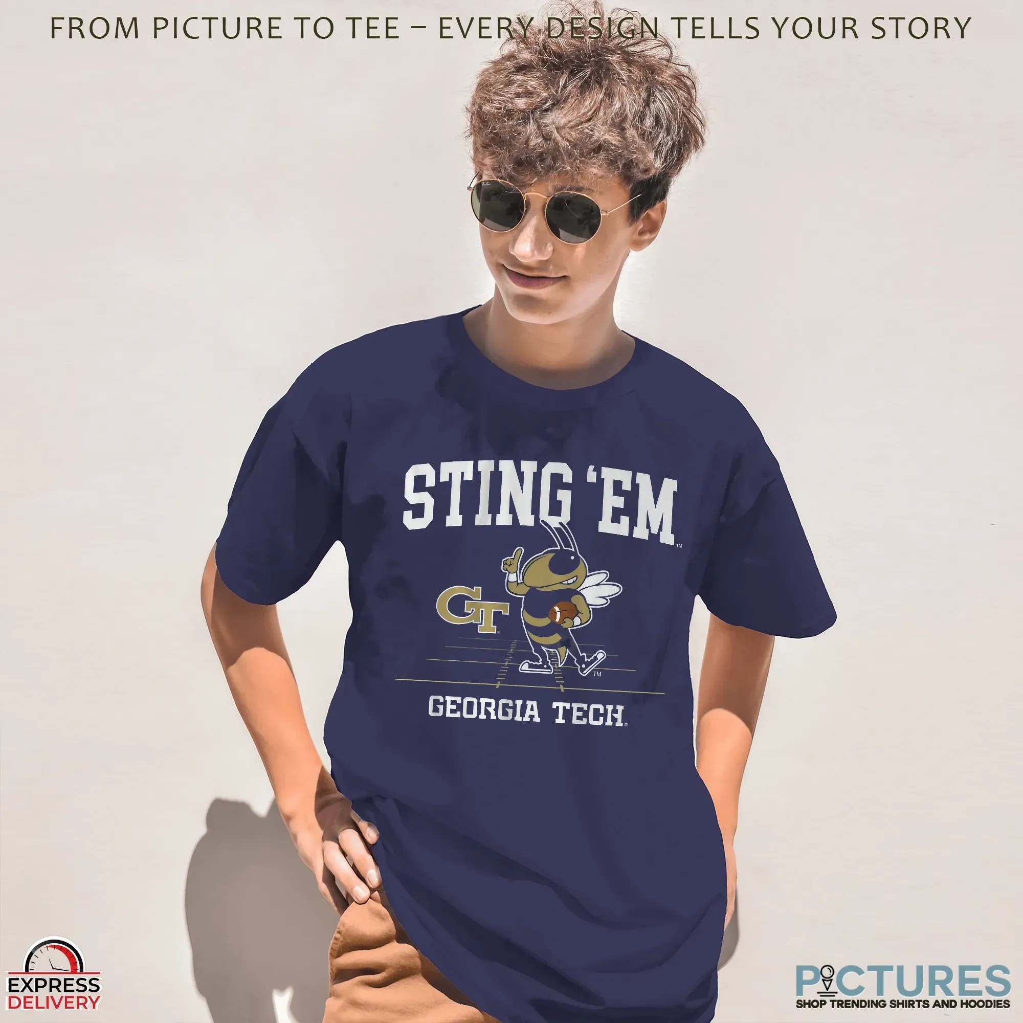 Georgia Tech Football Sting 'Em Gridiron Mascot T Shirt Georgia Tech Football Sting 'Em Gridiron Mascot T Shirt