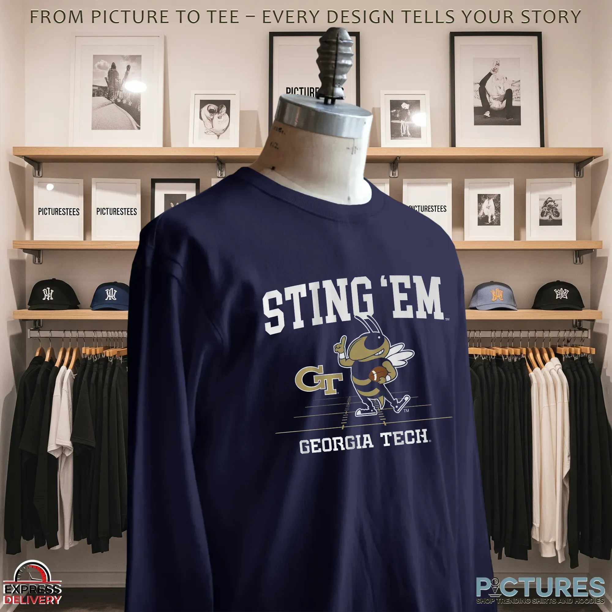 Georgia Tech Football Sting 'Em Gridiron Mascot T Shirt Georgia Tech Football Sting 'Em Gridiron Mascot T Shirt
