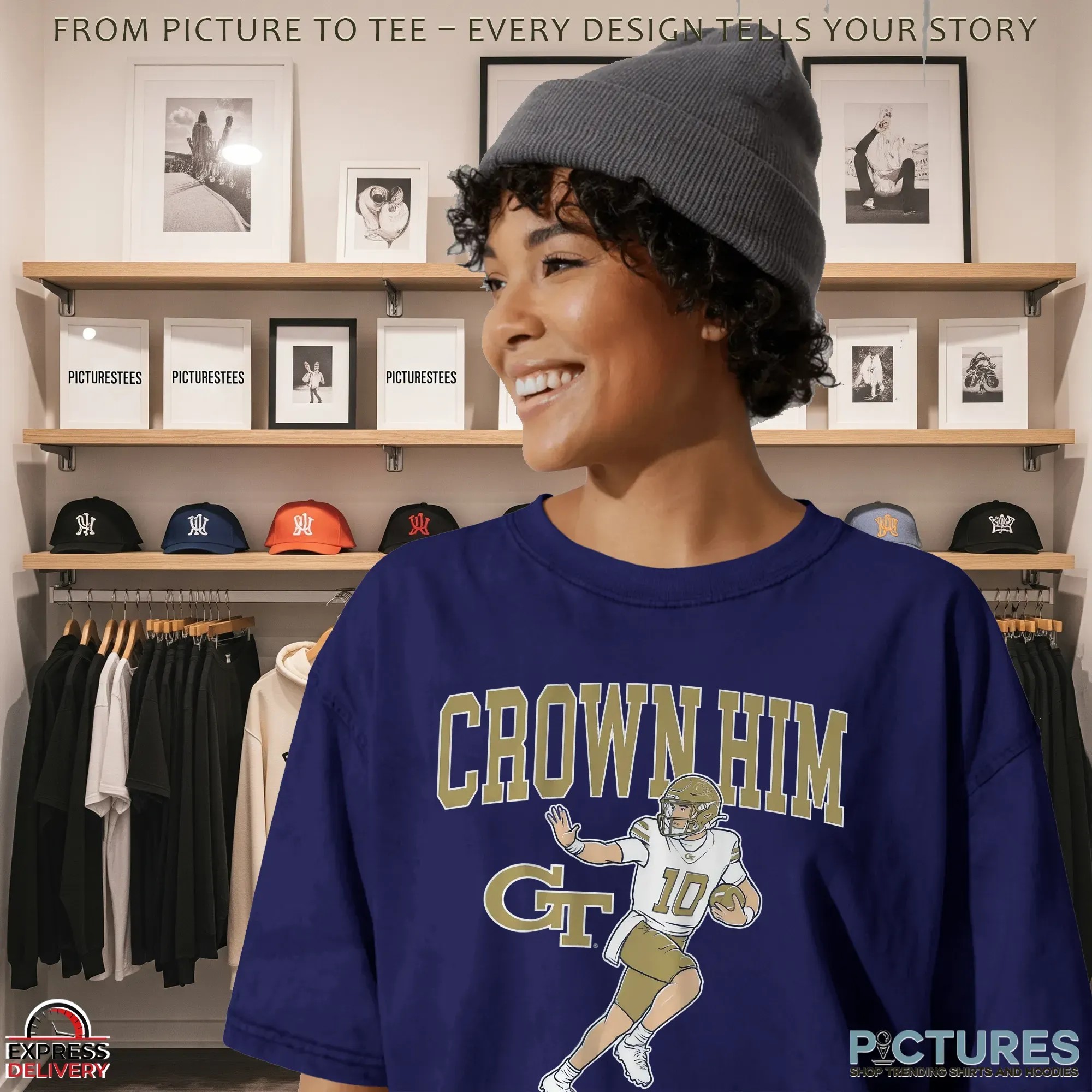 Georgia Tech Yellow Jackets Football Haynes King Crown Him T Shirt