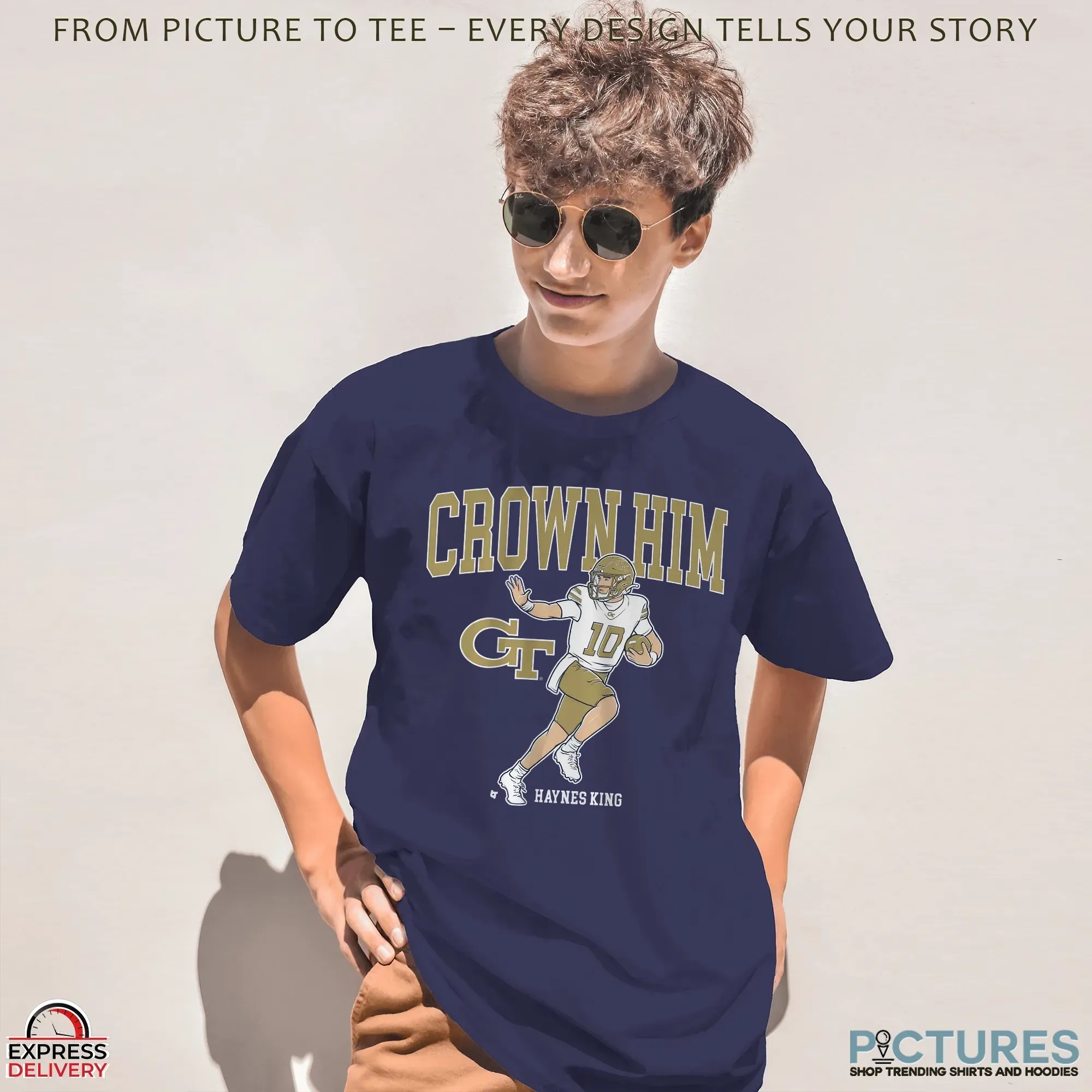Georgia Tech Yellow Jackets Football Haynes King Crown Him T Shirt