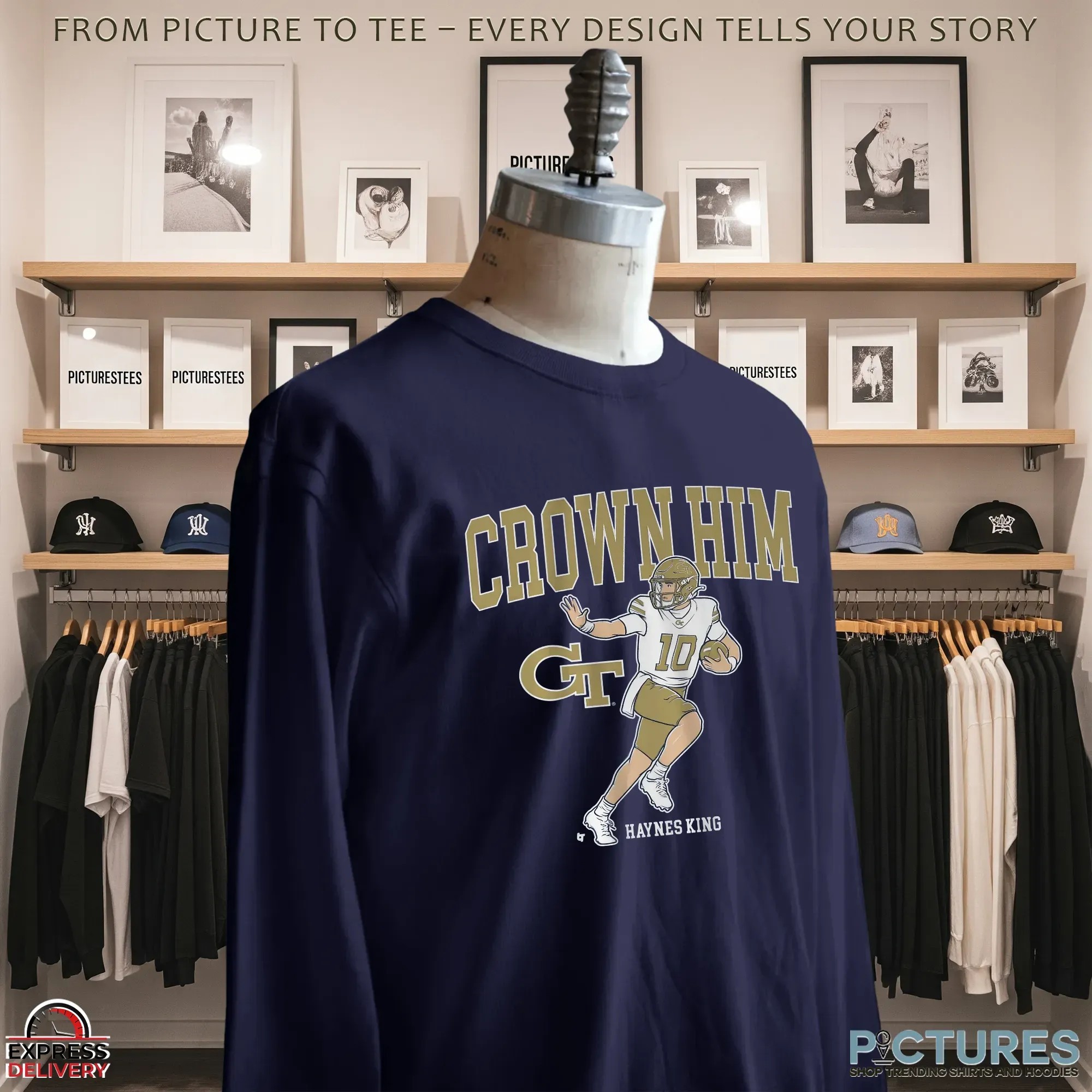 Georgia Tech Yellow Jackets Football Haynes King Crown Him T Shirt