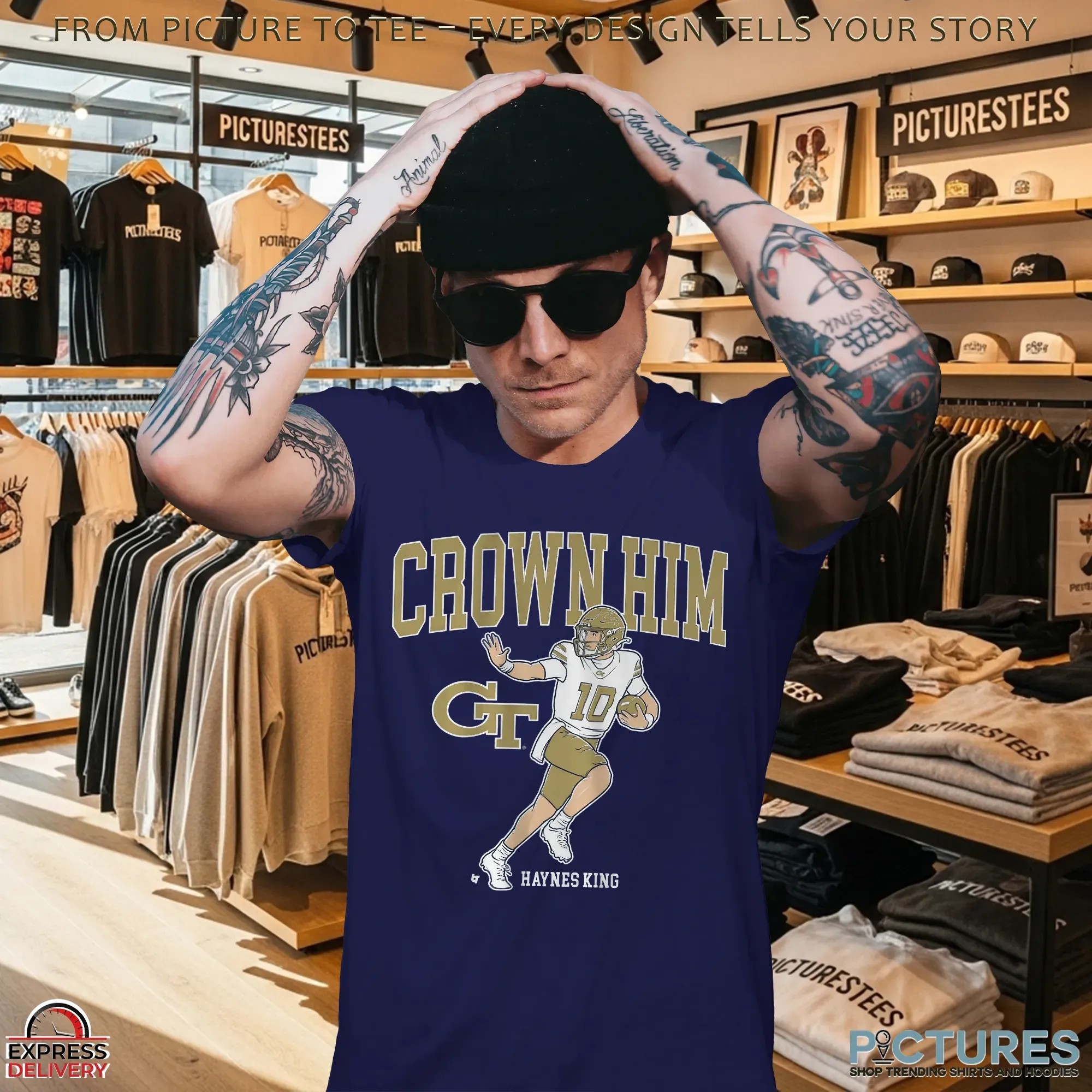 Georgia Tech Yellow Jackets Football Haynes King Crown Him T Shirt