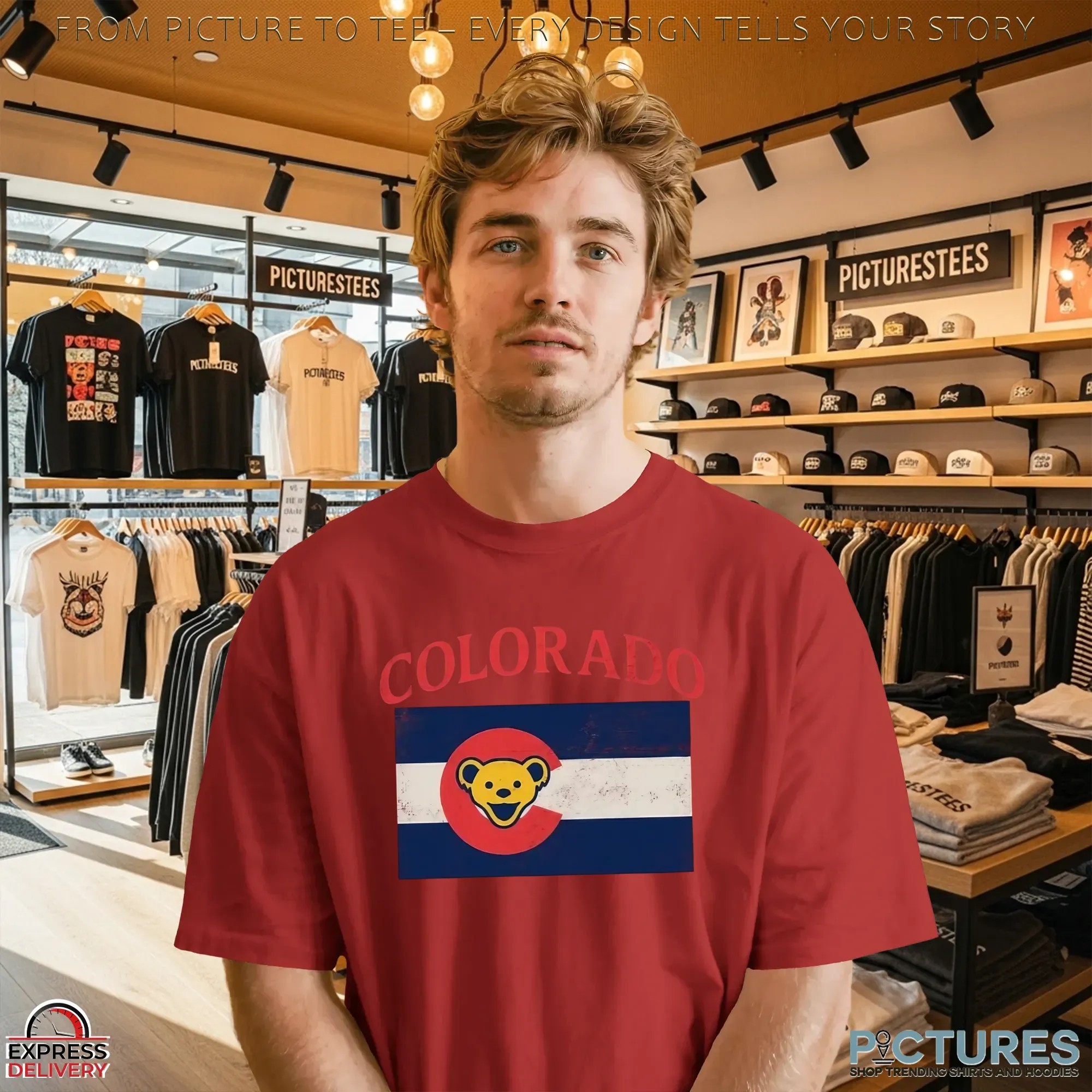 Grateful Dead Ski Bears Colorado Flag T Shirt Grateful Dead Ski Bears Colorado Flag T Shirt