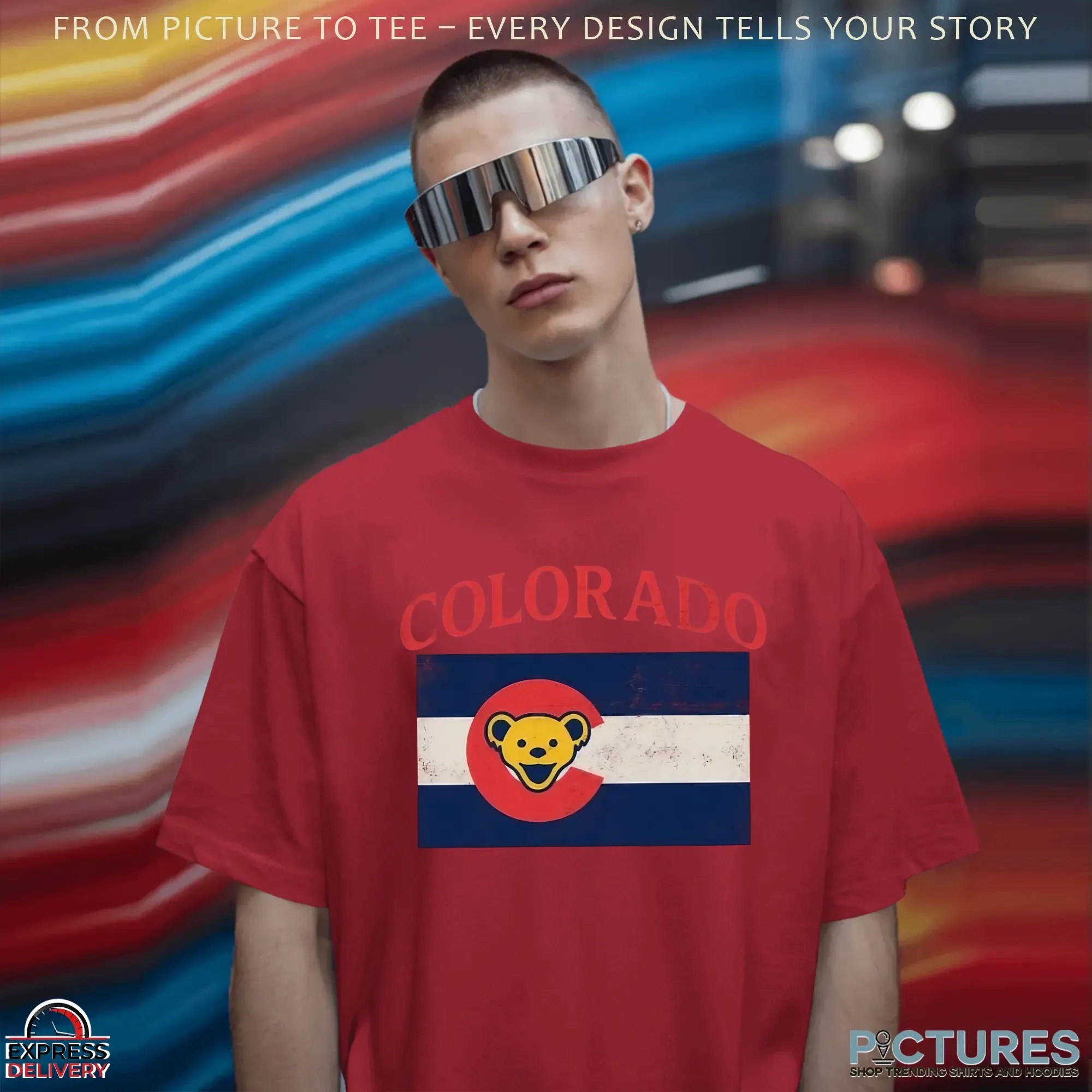 Grateful Dead Ski Bears Colorado Flag T Shirt Grateful Dead Ski Bears Colorado Flag T Shirt