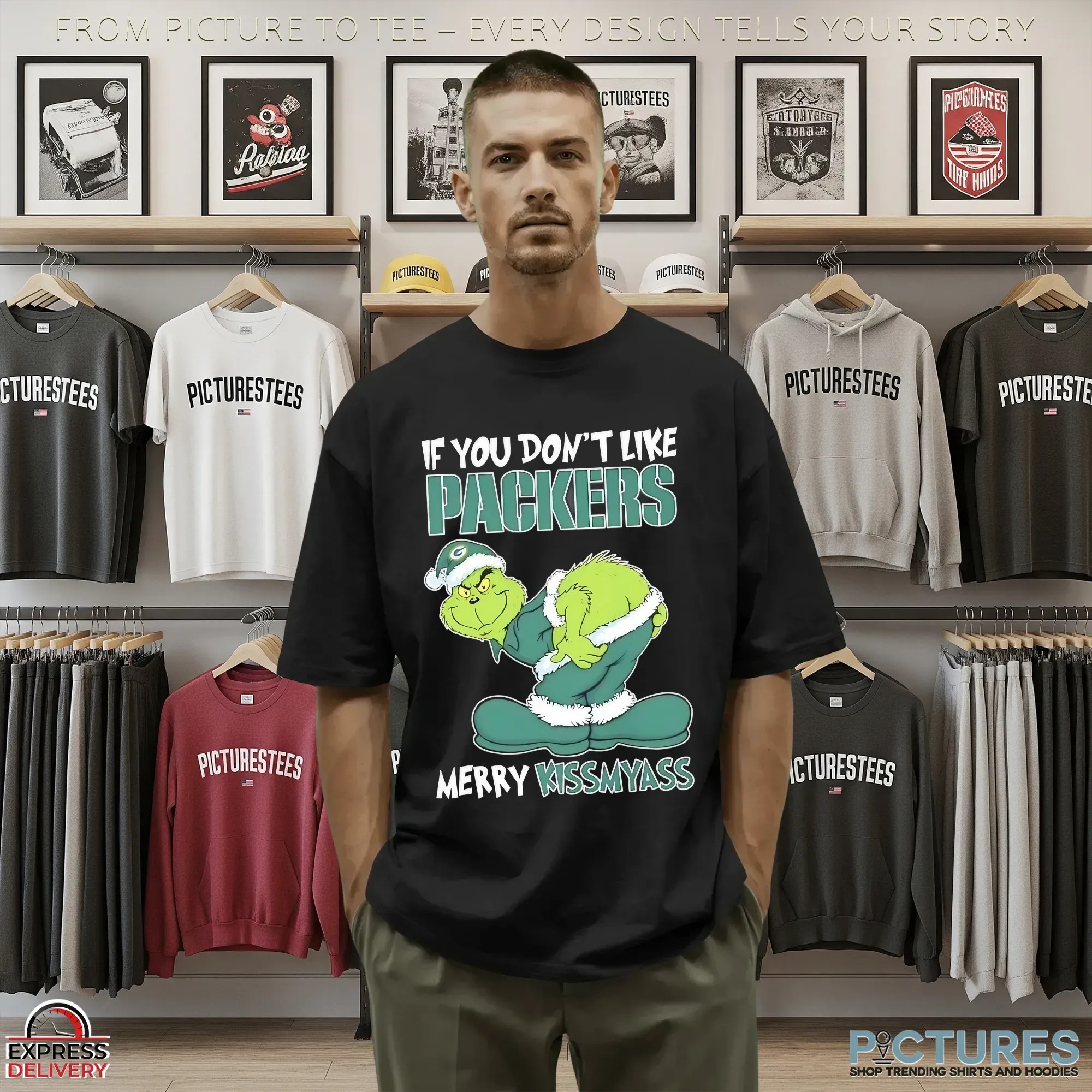 Grinch Christmas If You Don't Like Green Bay Packers Merry Kissmyass Meme T Shirt