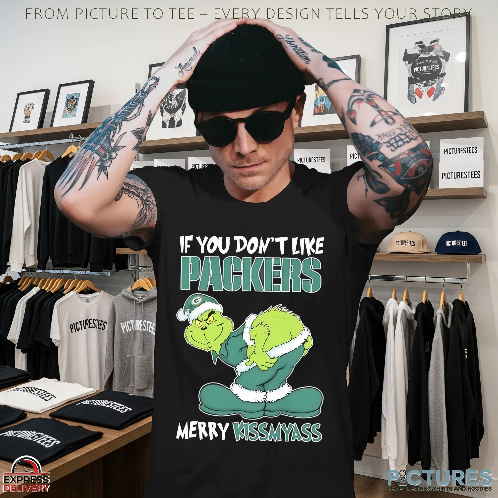 Grinch Christmas If You Don't Like Green Bay Packers Merry Kissmyass Meme T Shirt