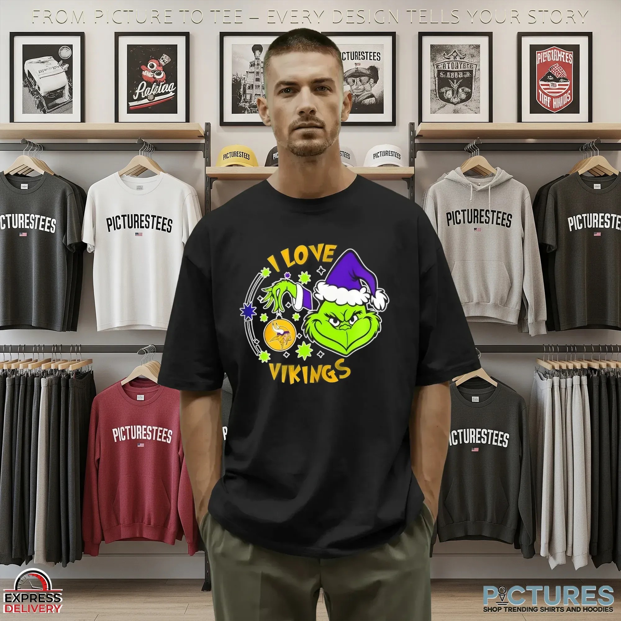 Grinch I Love Minnesota Vikings They Hate Us Because They Ain’t Us Christmas Mashup T Shirt