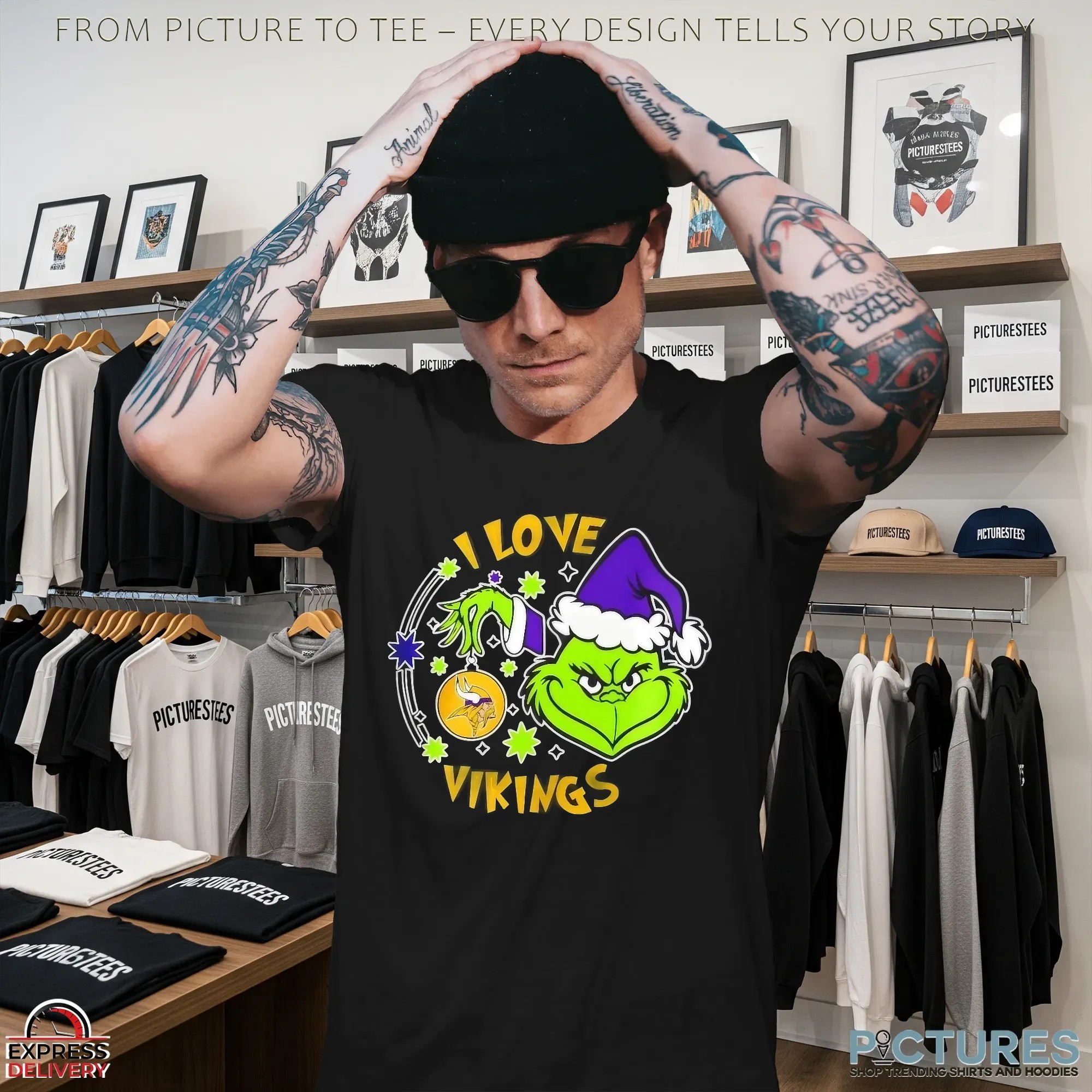 Grinch I Love Minnesota Vikings They Hate Us Because They Ain’t Us Christmas Mashup T Shirt