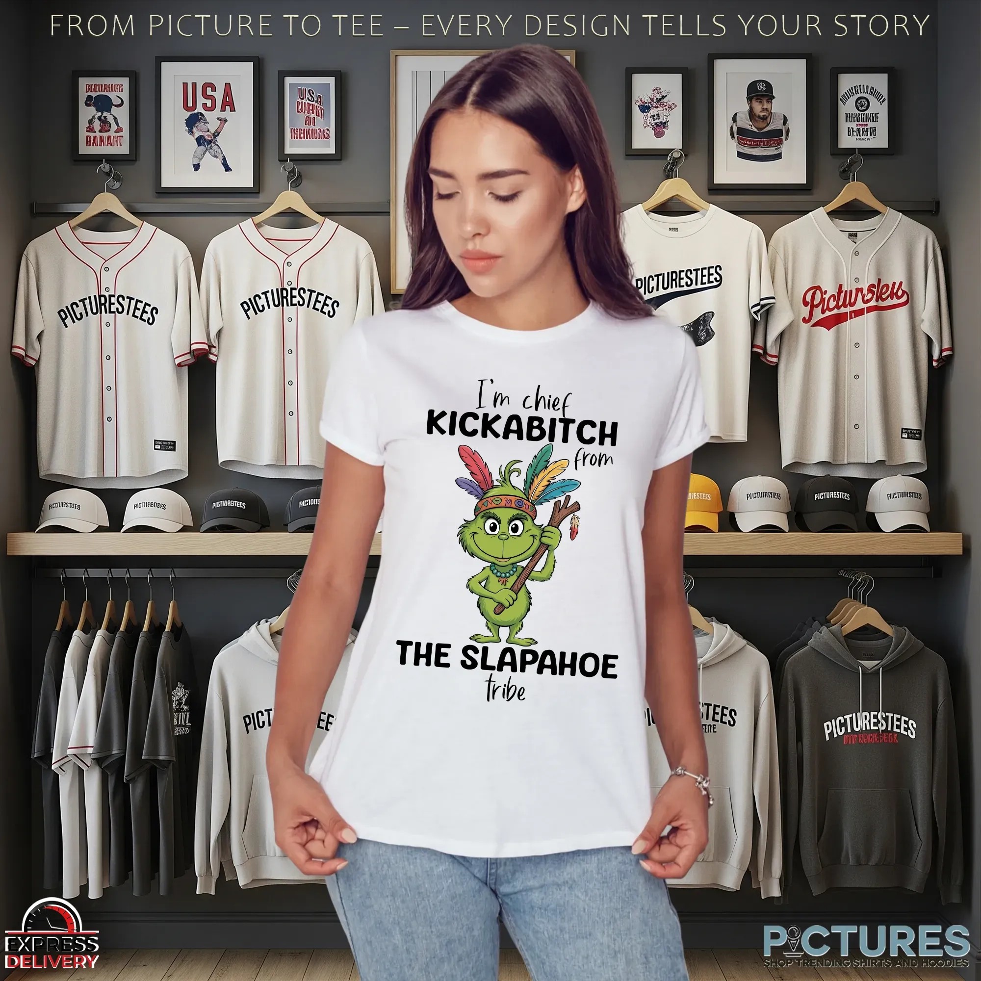 Grinch I'm Chief Kickabitch From The Slapahoe Tribe Native American Chrismas Meme T Shirt
