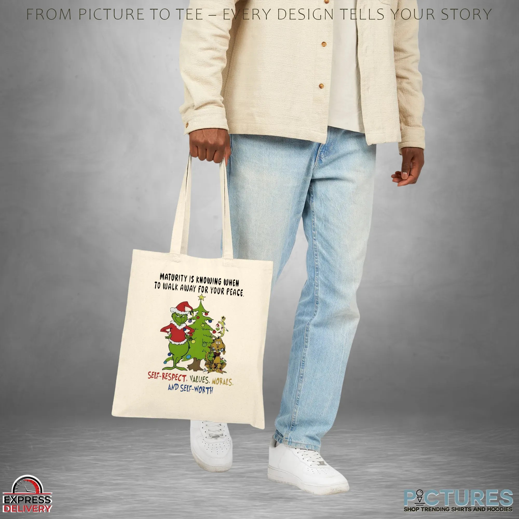 Grinch Maturity Is Knowing When To Walk Away For Your Peace Self-respect Values Morals And Self Worth Christmas Tree T Shirt