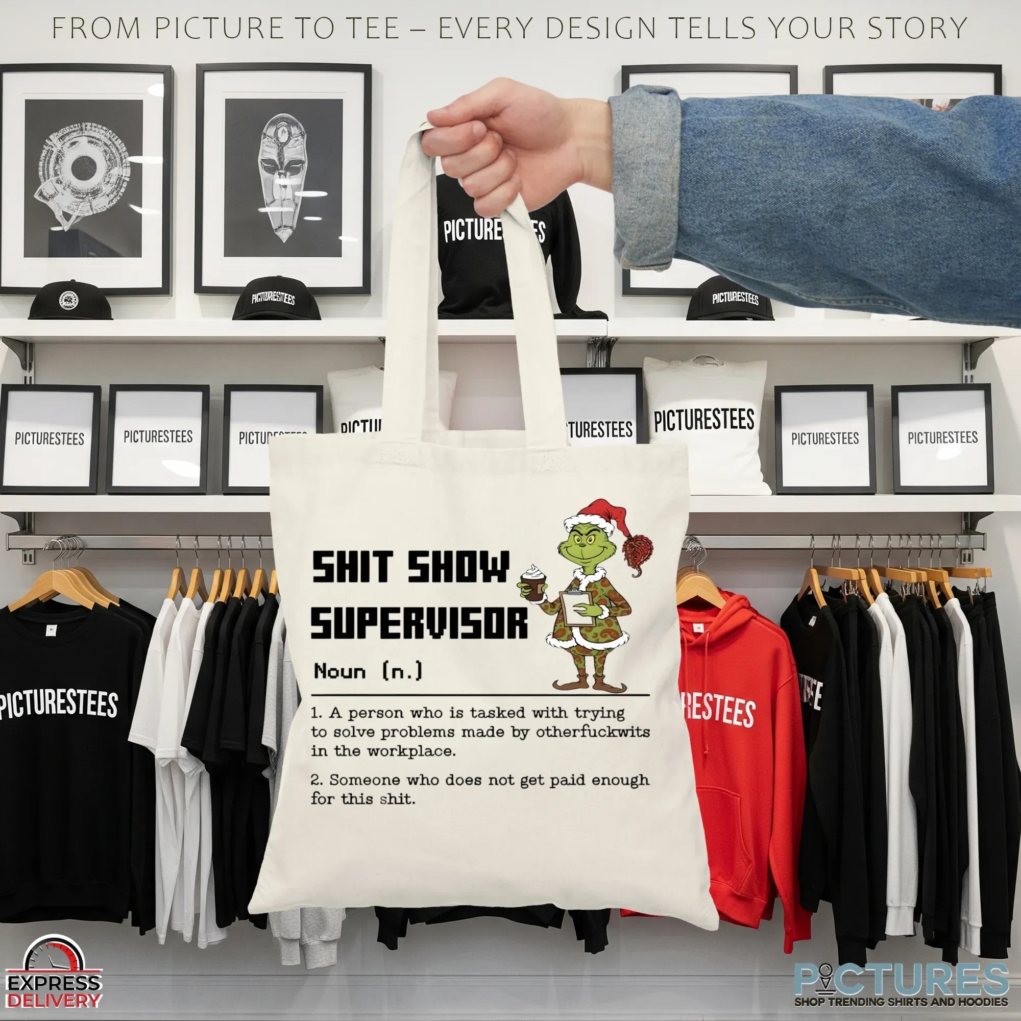 Grinch Shit Show Supervisor Definition Santa Christmas Meme T Shirt