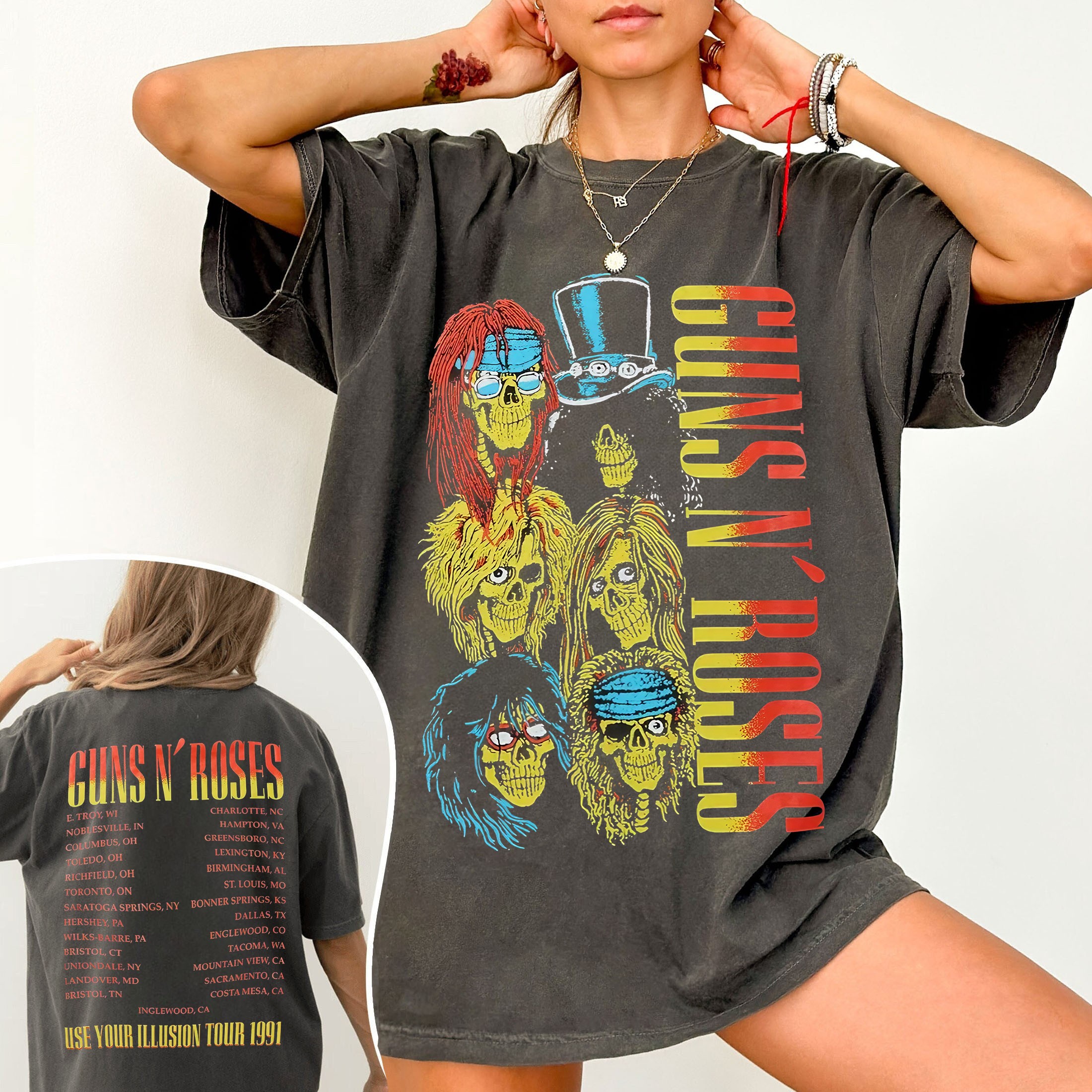 Guns N' Roses Use Your Illusion I 1991 Tour Two-Sided T-Shirts
