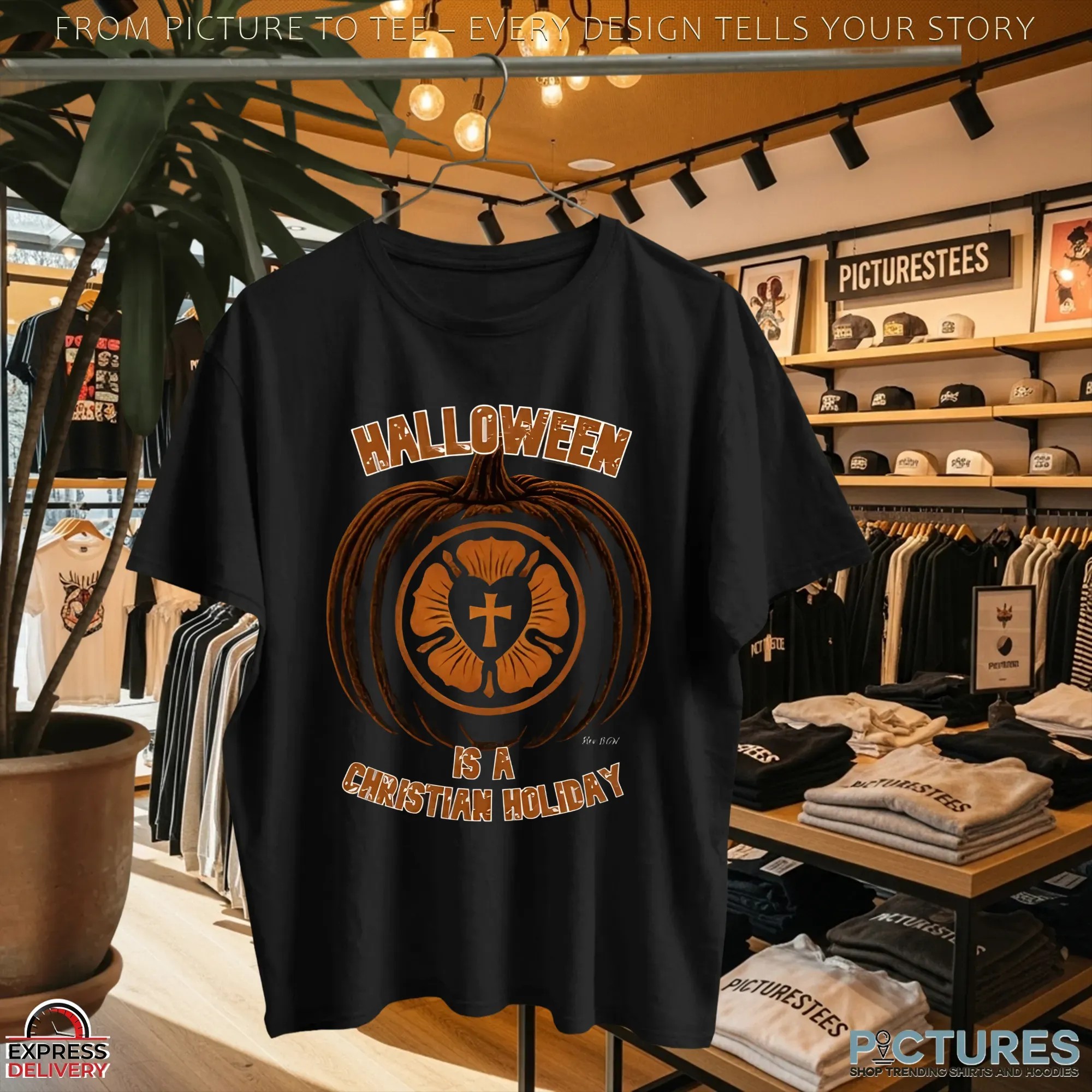 Halloween Is a Christian Holiday Luther Rose Pumpkin Reformation Design T-Shirt