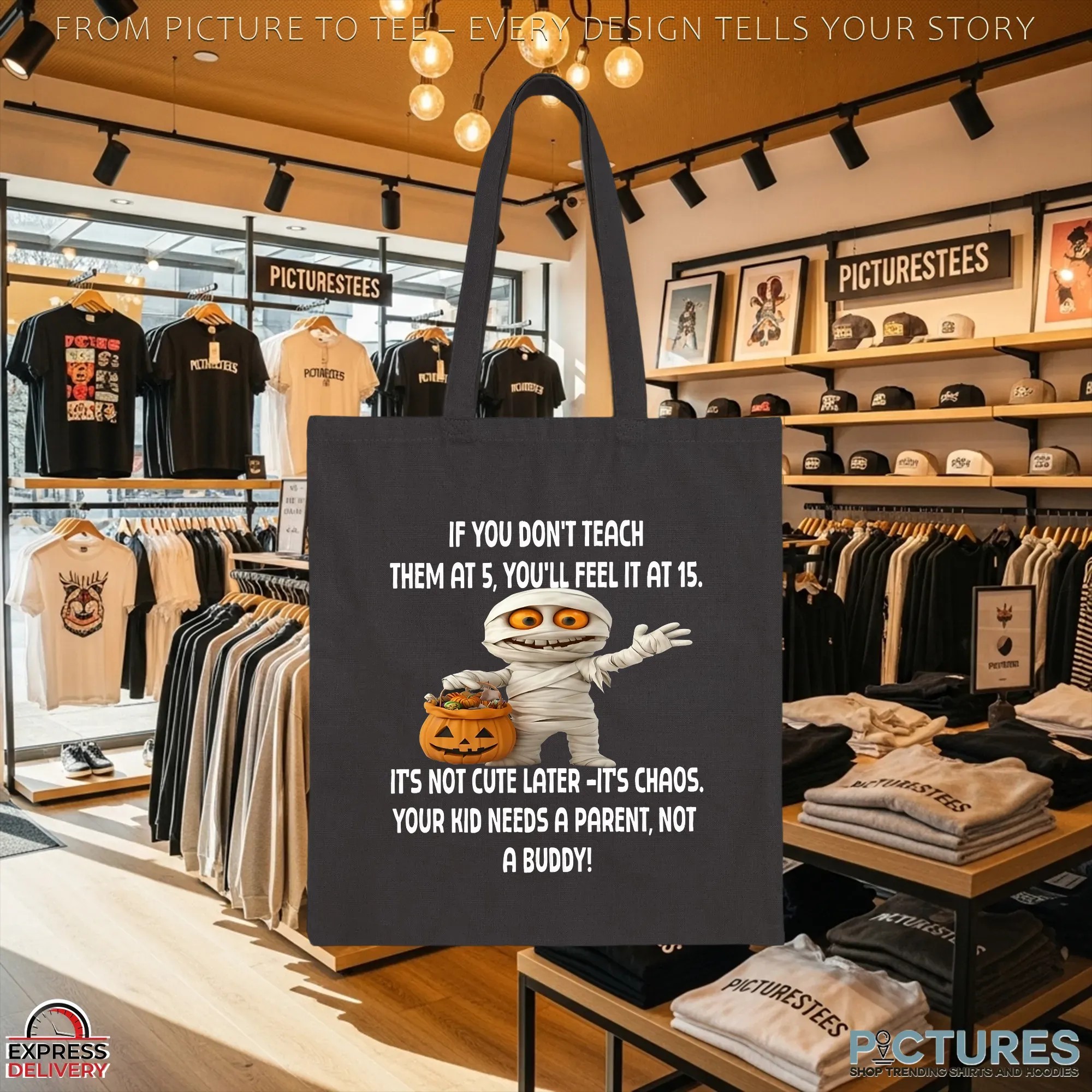 Halloween Pumpkin Mummy If You Don't Teach Them At 5, You'll Feel It At 15 It's Not Cute Later -it's Chaos Your Kid Needs A Parent, Not A Buddy T Shirt
