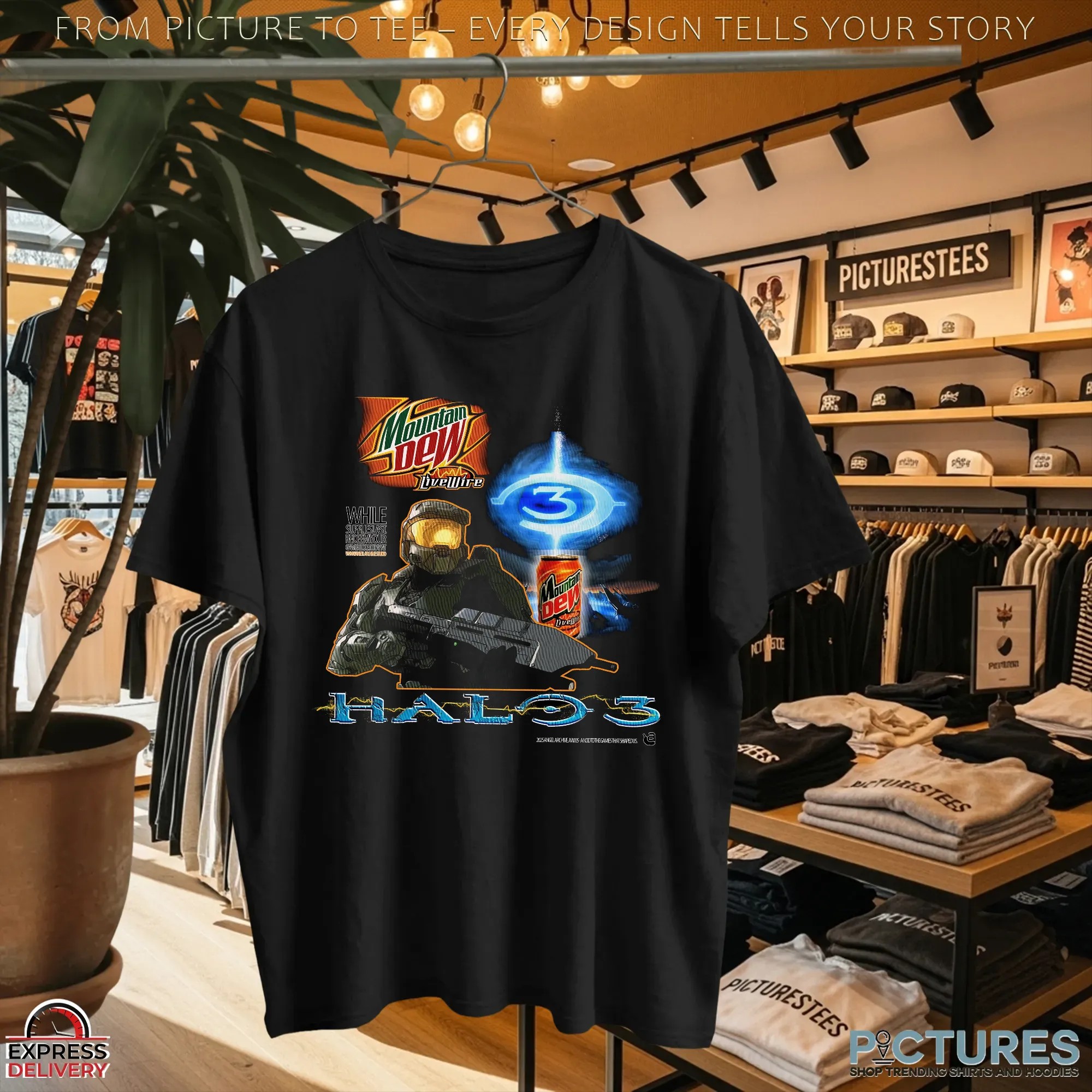 Halo 3 Mountain Dew Energy LiveWire Master Chief Gamer Nostalgia Mashup T Shirt
