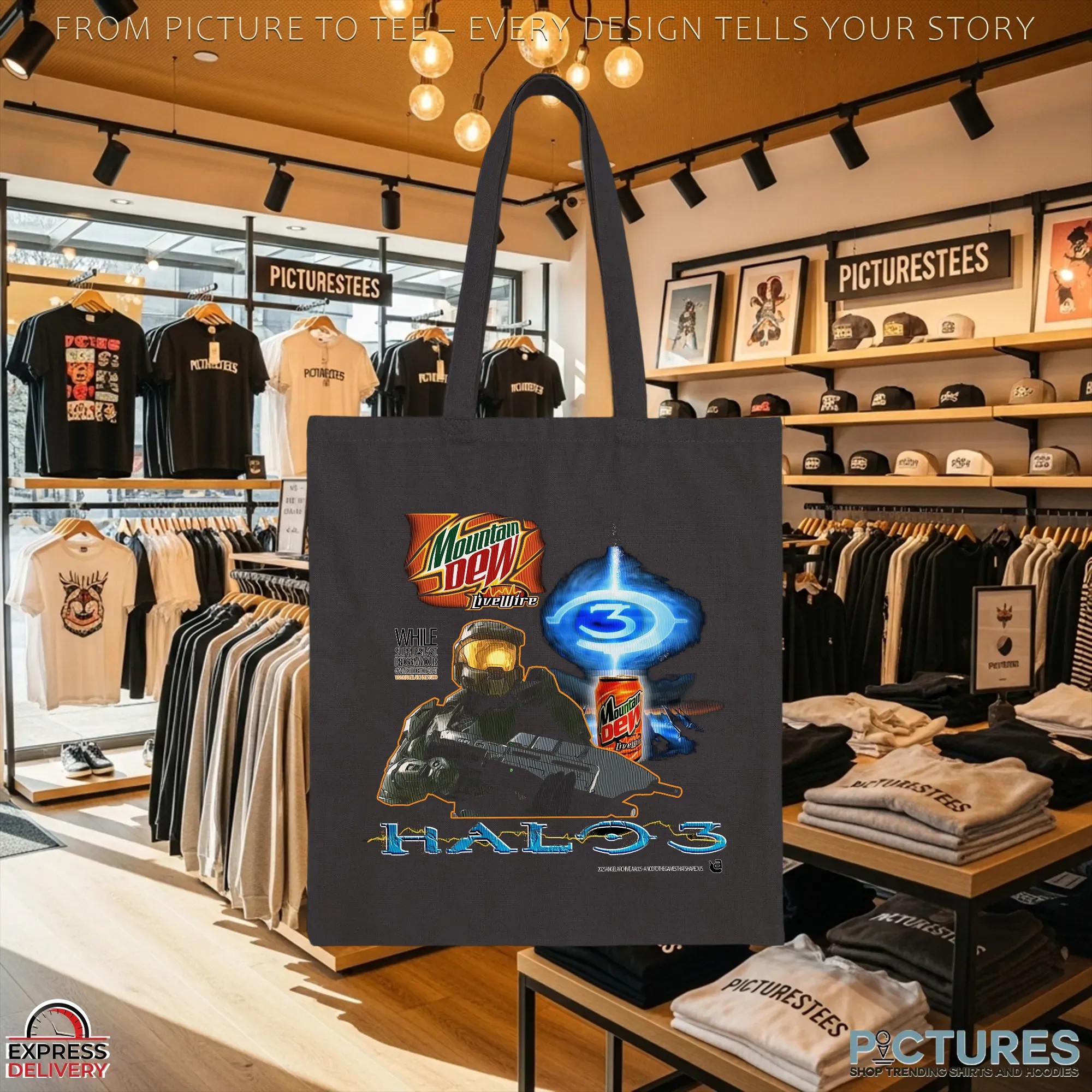 Halo 3 Mountain Dew Energy LiveWire Master Chief Gamer Nostalgia Mashup T Shirt