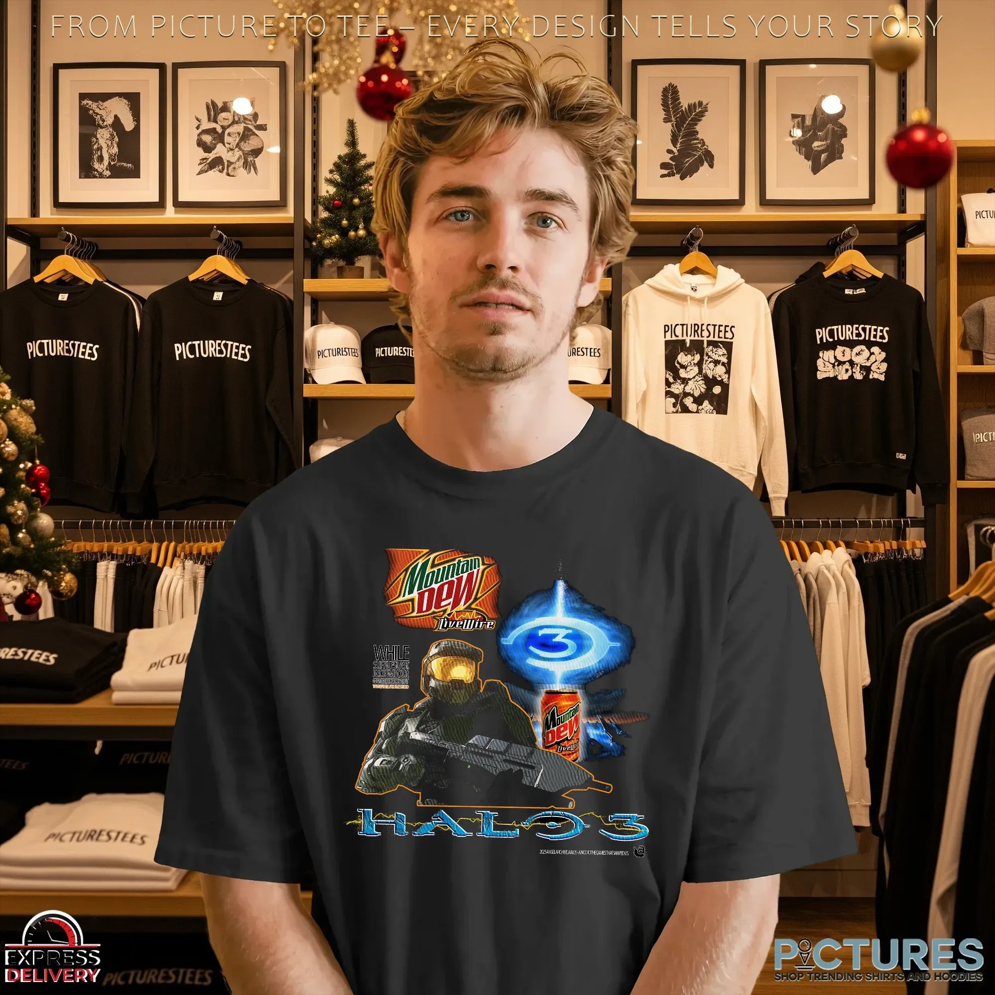 Halo 3 Mountain Dew Energy LiveWire Master Chief Gamer Nostalgia Mashup T Shirt