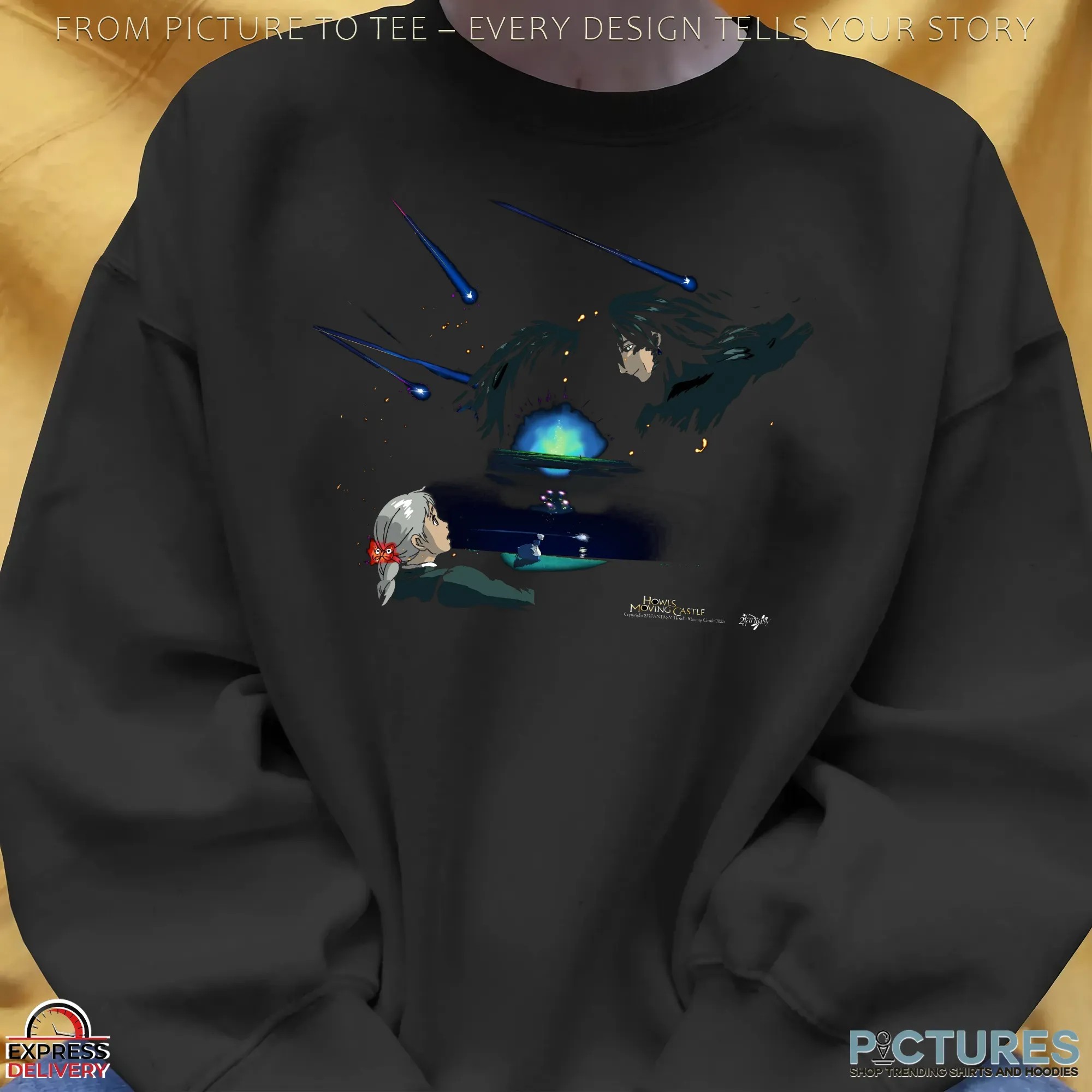 Howl’s Moving Castle Starfall Sophie And Howl Magical Night Sky 2dfantasy Anime Streetwear T Shirt