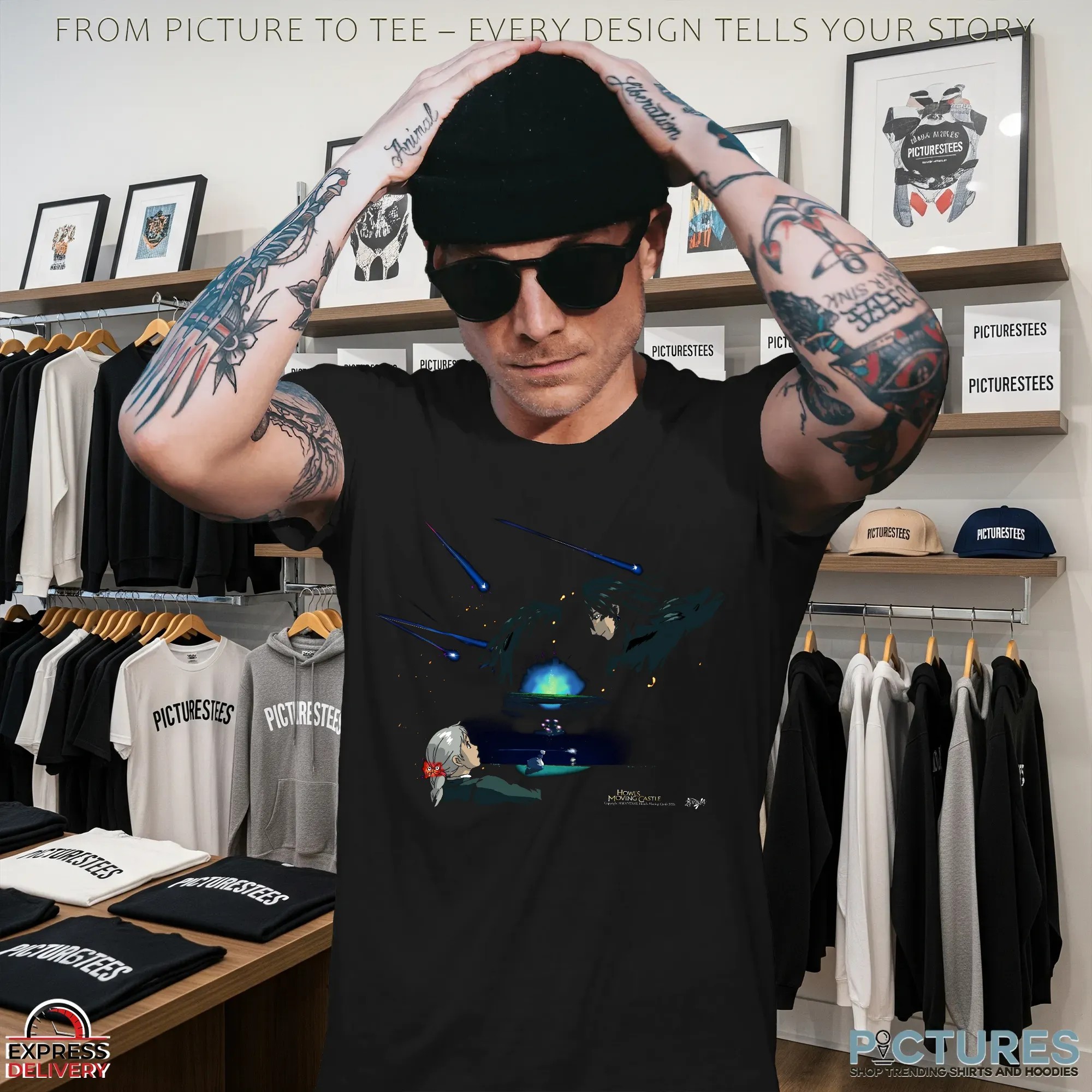 Howl’s Moving Castle Starfall Sophie And Howl Magical Night Sky 2dfantasy Anime Streetwear T Shirt