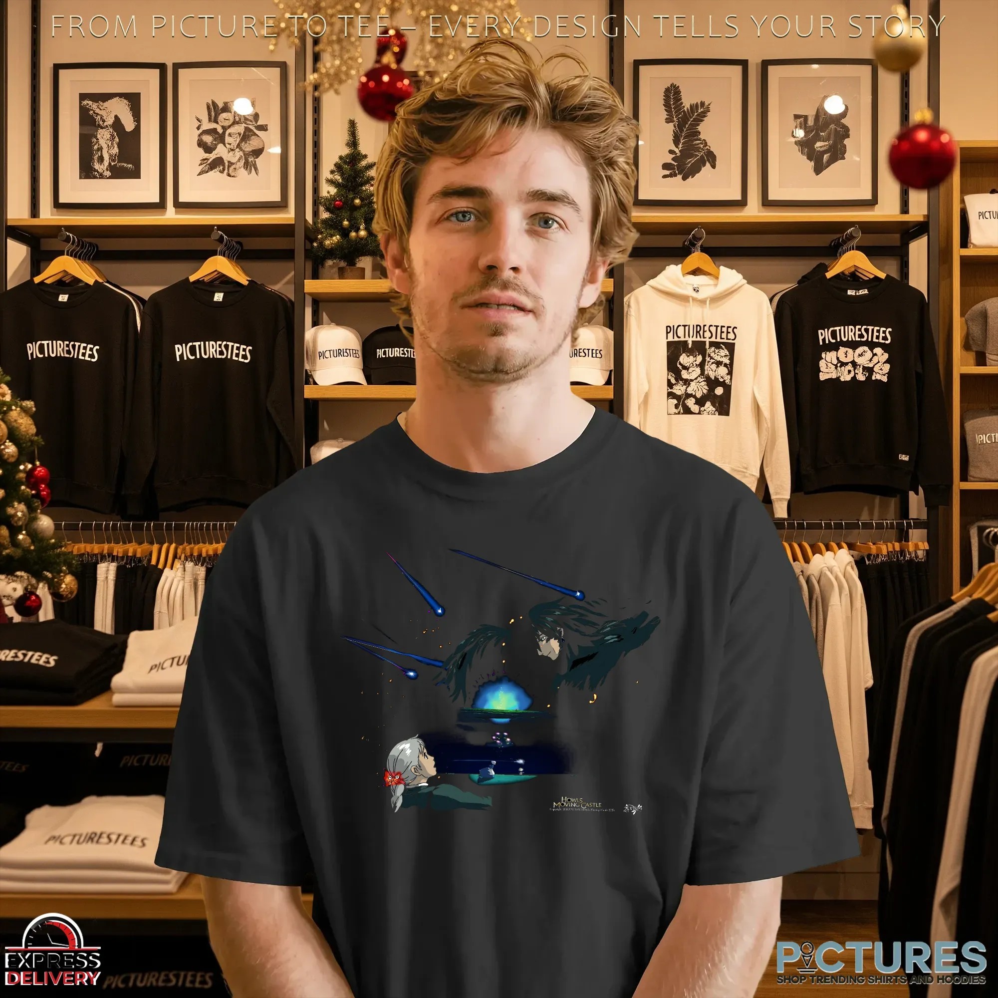 Howl’s Moving Castle Starfall Sophie And Howl Magical Night Sky 2dfantasy Anime Streetwear T Shirt