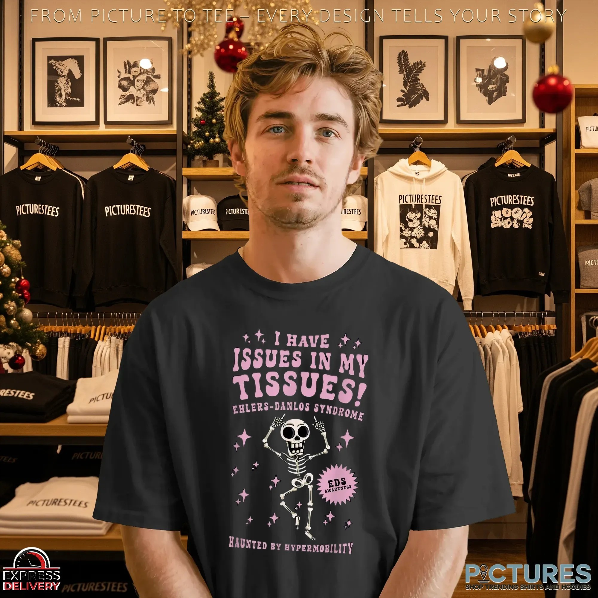 I Have Issues In My Tissues Ehlers-danlos Syndrome Haunted By Hypermobility Skeleton Dancing Shirt