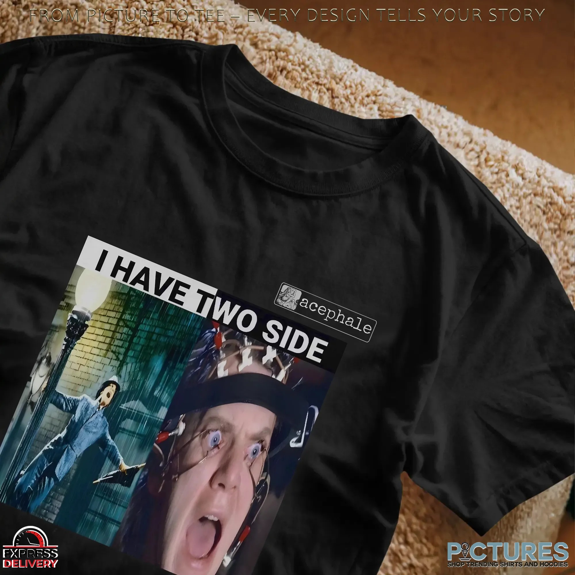 I Have Two Side Singing in the Rain x A Clockwork Orange Collage Parody T Shirt