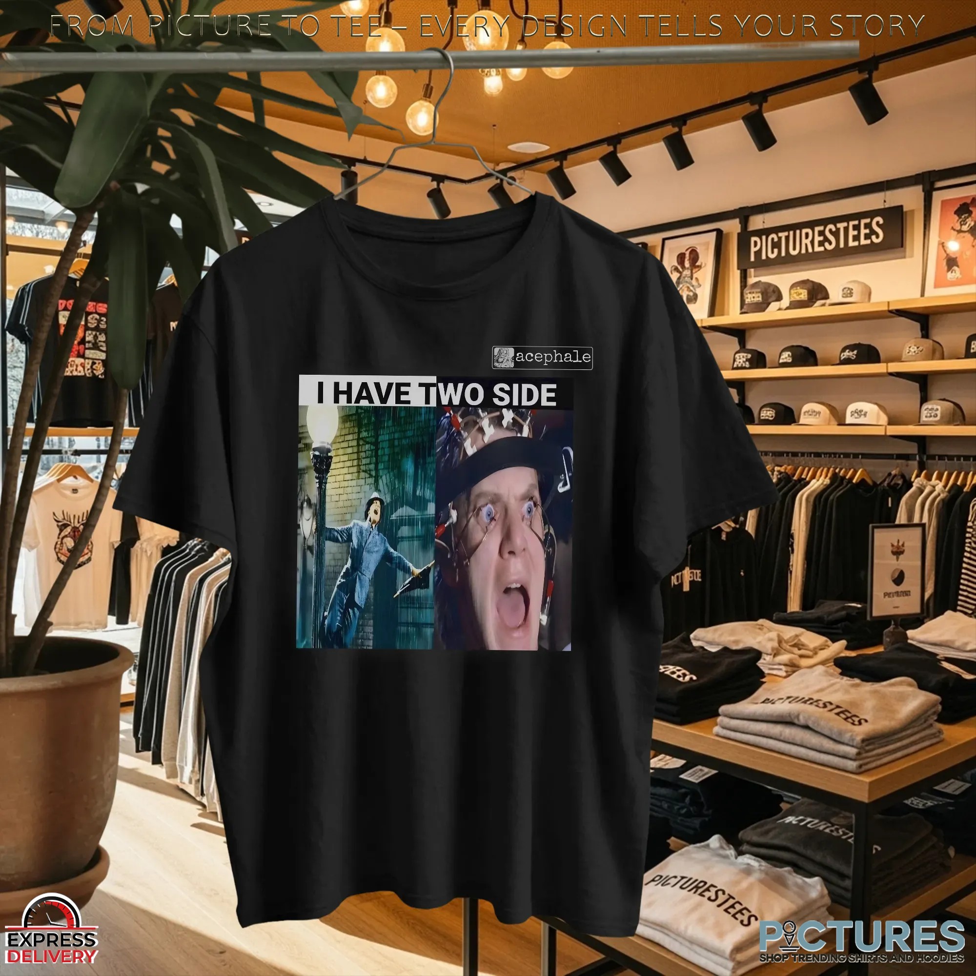 I Have Two Side Singing in the Rain x A Clockwork Orange Collage Parody T Shirt