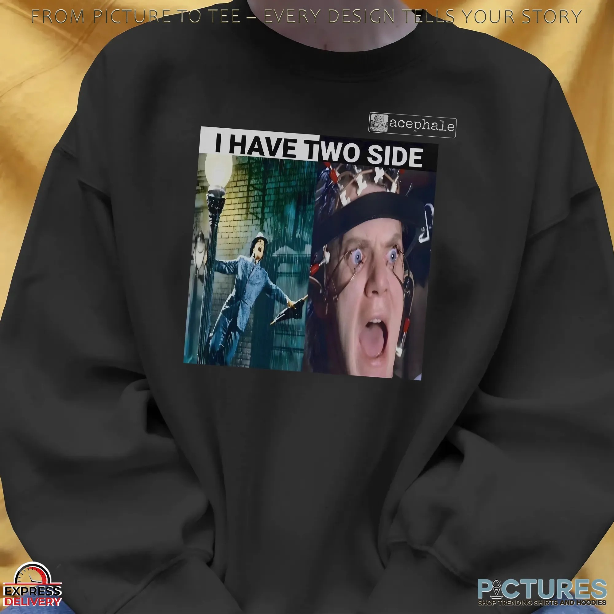 I Have Two Side Singing in the Rain x A Clockwork Orange Collage Parody T Shirt