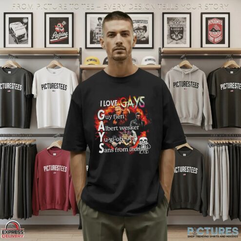 I LOVE GAYS Guy Fieri Albert Wesker Yu-gi-oh Sans From Undertale LGBT Meme T Shirt
