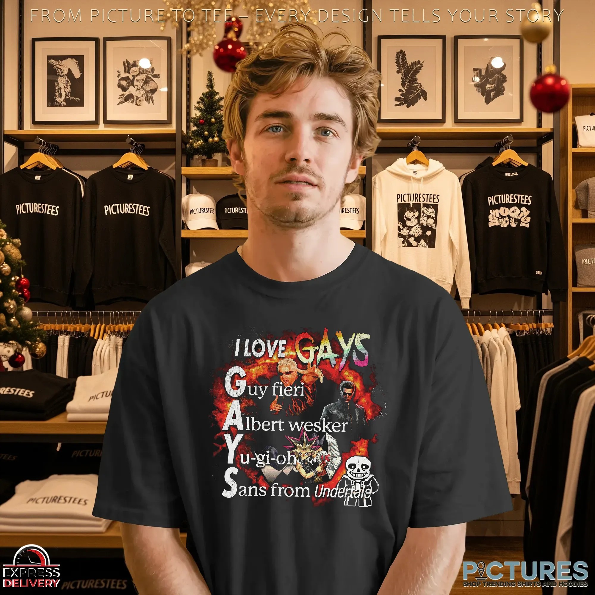 I LOVE GAYS Guy Fieri Albert Wesker Yu-gi-oh Sans From Undertale LGBT Meme T Shirt I LOVE GAYS Guy Fieri Albert Wesker Yu-gi-oh Sans From Undertale LGBT Meme T Shirt