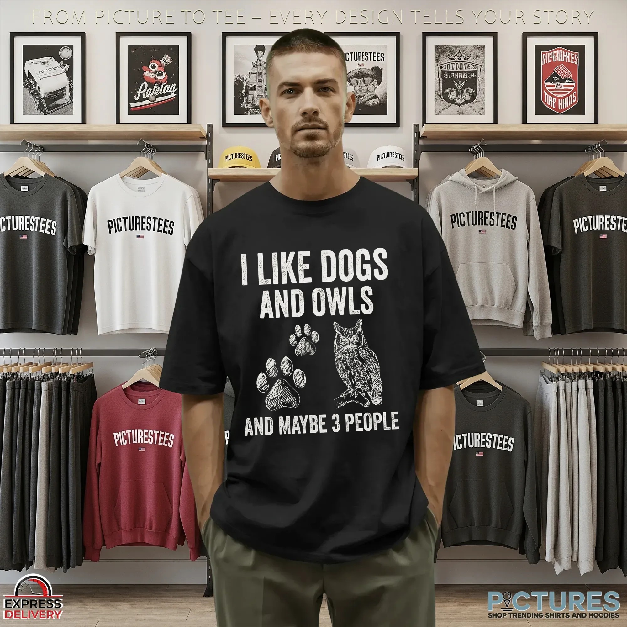 I Like Dogs And Owls And Maybe 3 People T Shirt