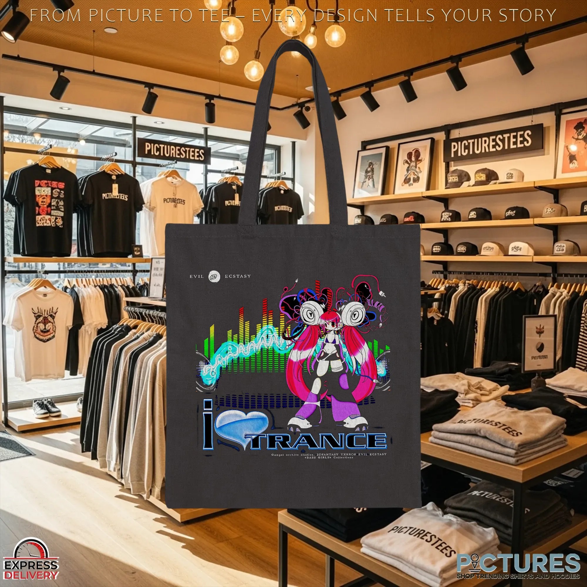 I Love Trance Bass Girls 2dfantasy Txrror Evil Ecstasy T Shirt