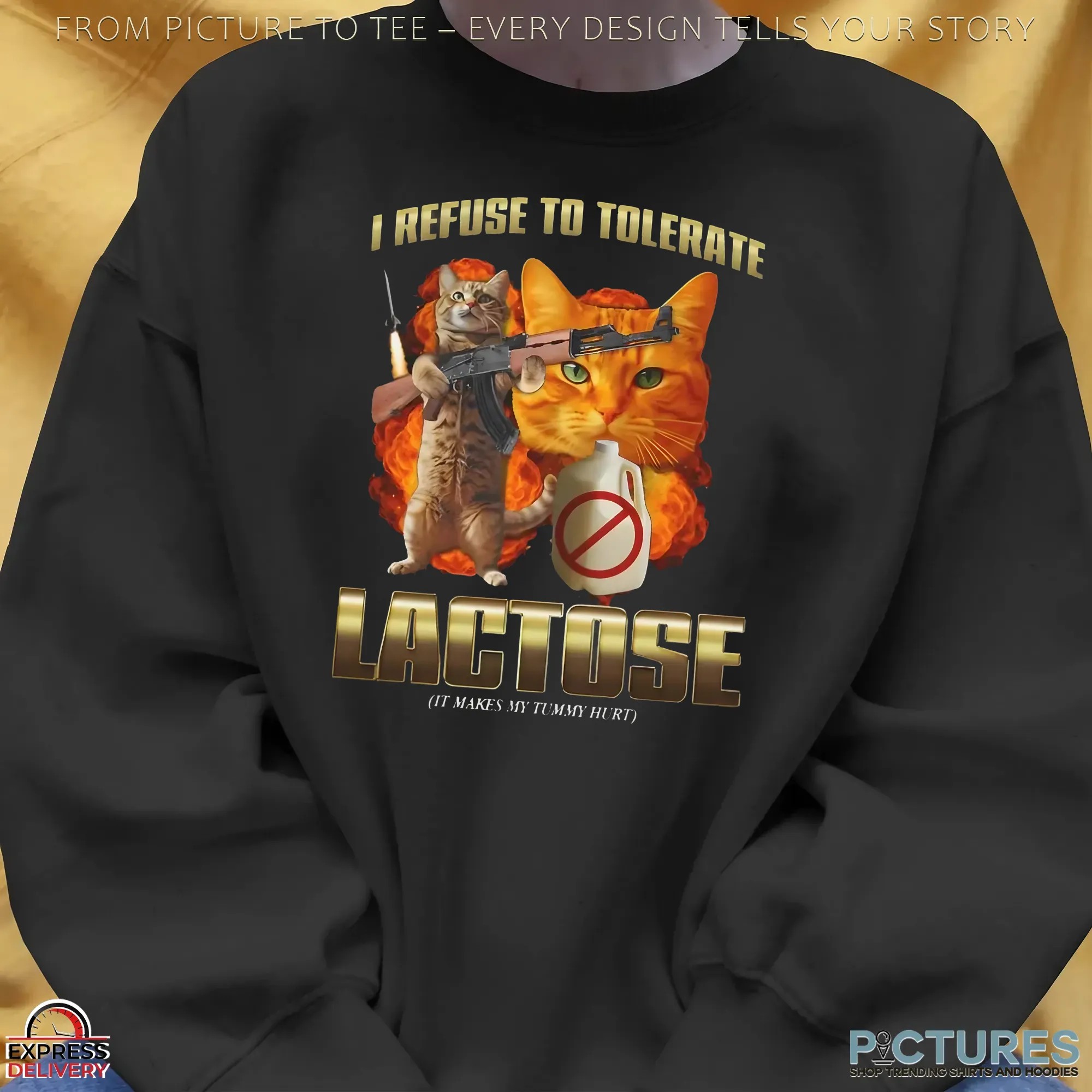 I Refuse To Tolerate Lactose It Makes My Tummy Hurt Cat Bootleg T Shirt