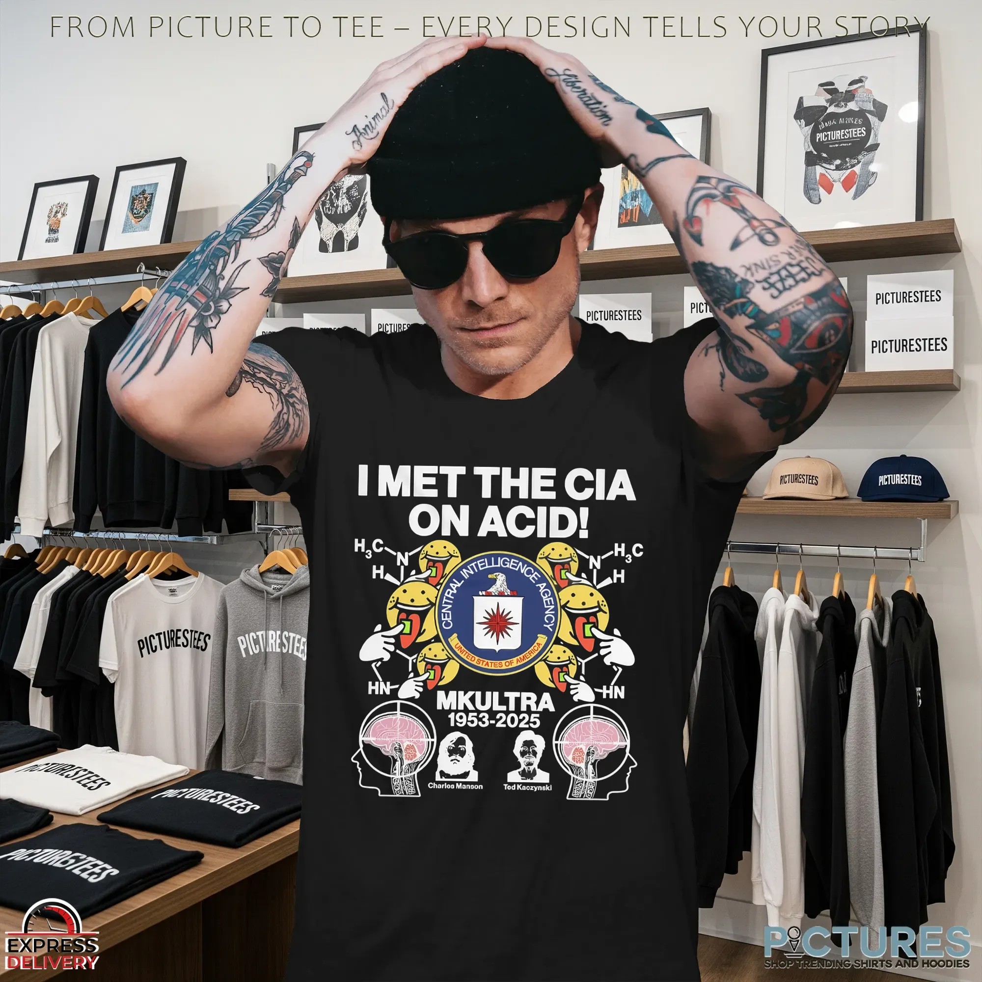 I met the Cia on Acid Central Intelligence Agency MKUltra 1953 2025 Charles Manson x Ted Kaczynski shirt_2
