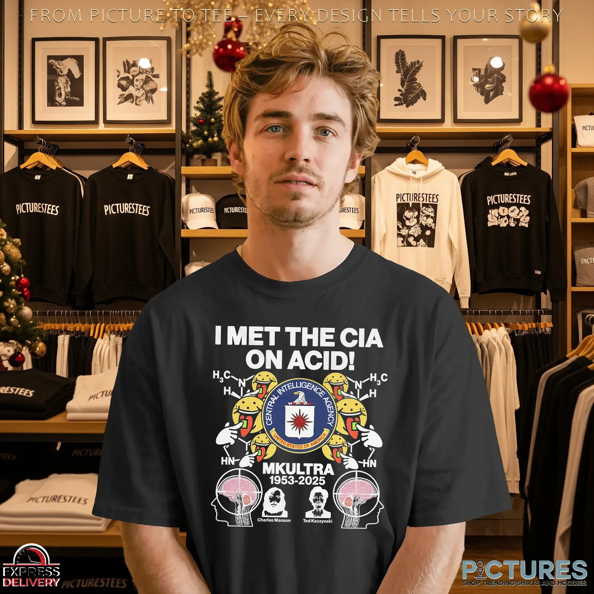 I met the Cia on Acid Central Intelligence Agency MKUltra 1953 2025 Charles Manson x Ted Kaczynski shirt_2