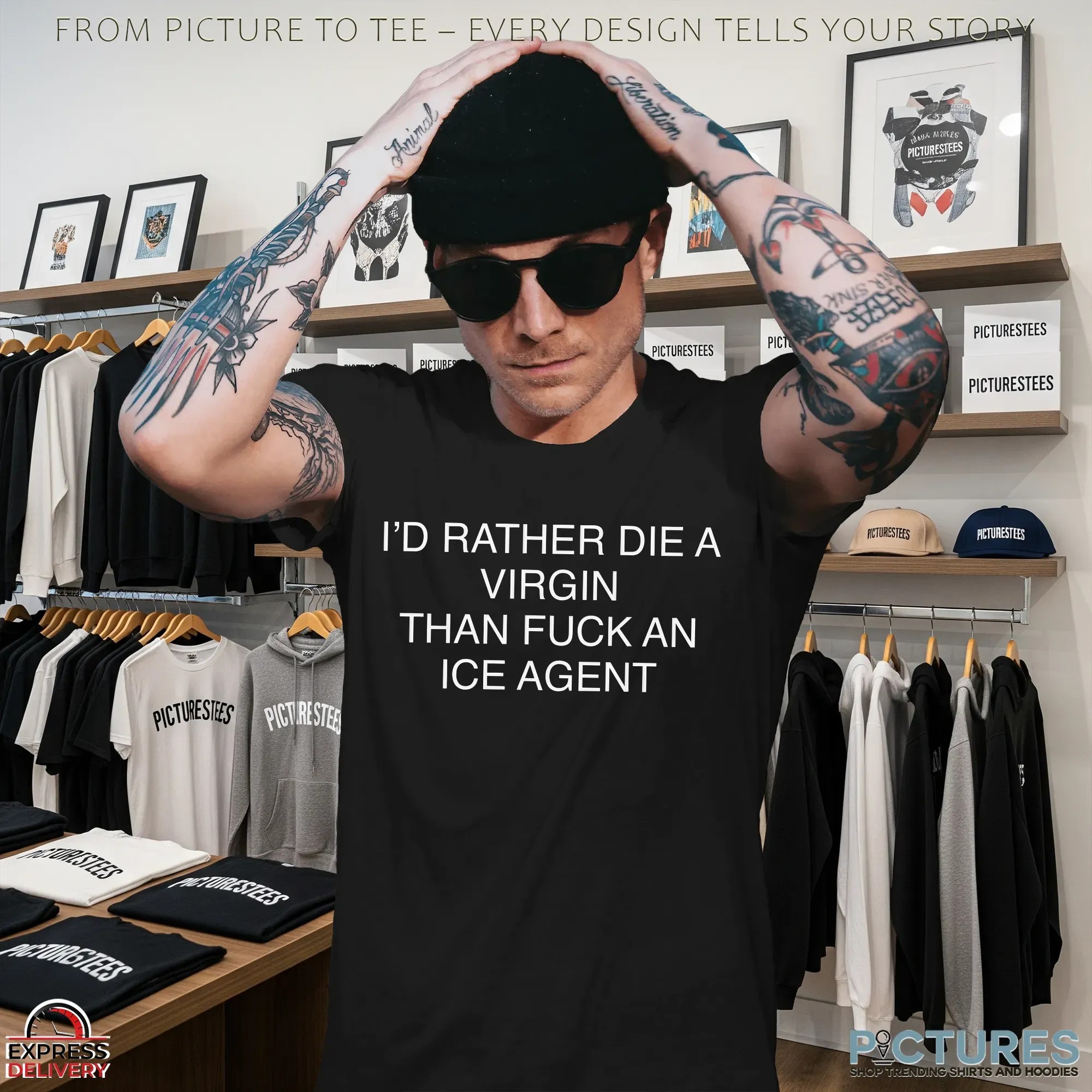 I'd Rather Die A Virgin Than Fuck An Ice Agent Statement T Shirt I'd Rather Die A Virgin Than Fuck An Ice Agent Statement T Shirt