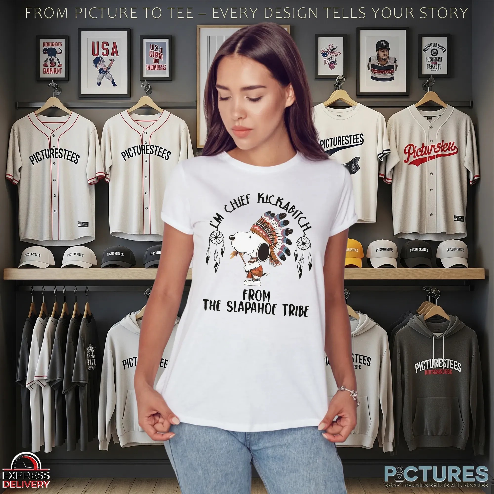 I'm Chief Kickabitch From The Slapahoe Tribe Native Snoopy T Shirt