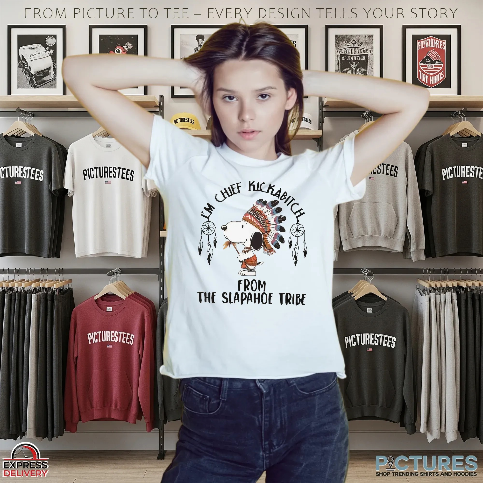 I'm Chief Kickabitch From The Slapahoe Tribe Native Snoopy T Shirt