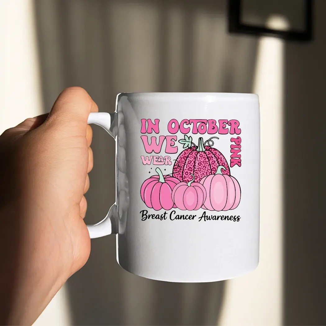In October We Wear Pink, Breast Cancer Awareness, Halloween Pink Ghost, Retro Breast Cancer T Shirt