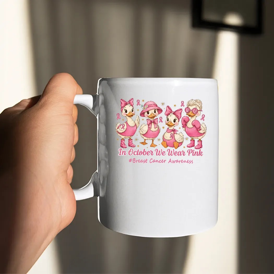 In October We Wear Pink Goose Breast Cancer Awareness Halloween T Shirt