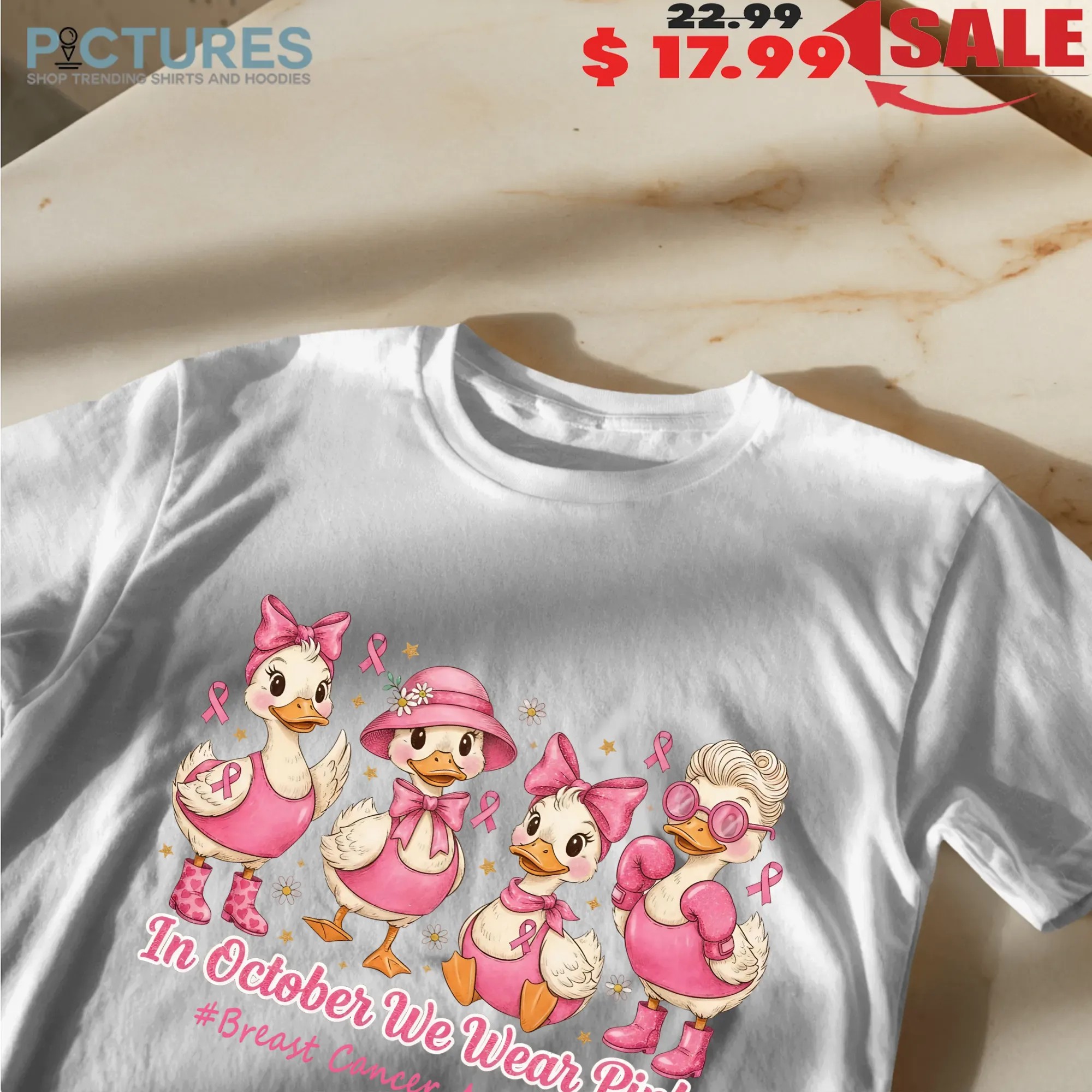 In October We Wear Pink Goose Breast Cancer Awareness Halloween T Shirt
