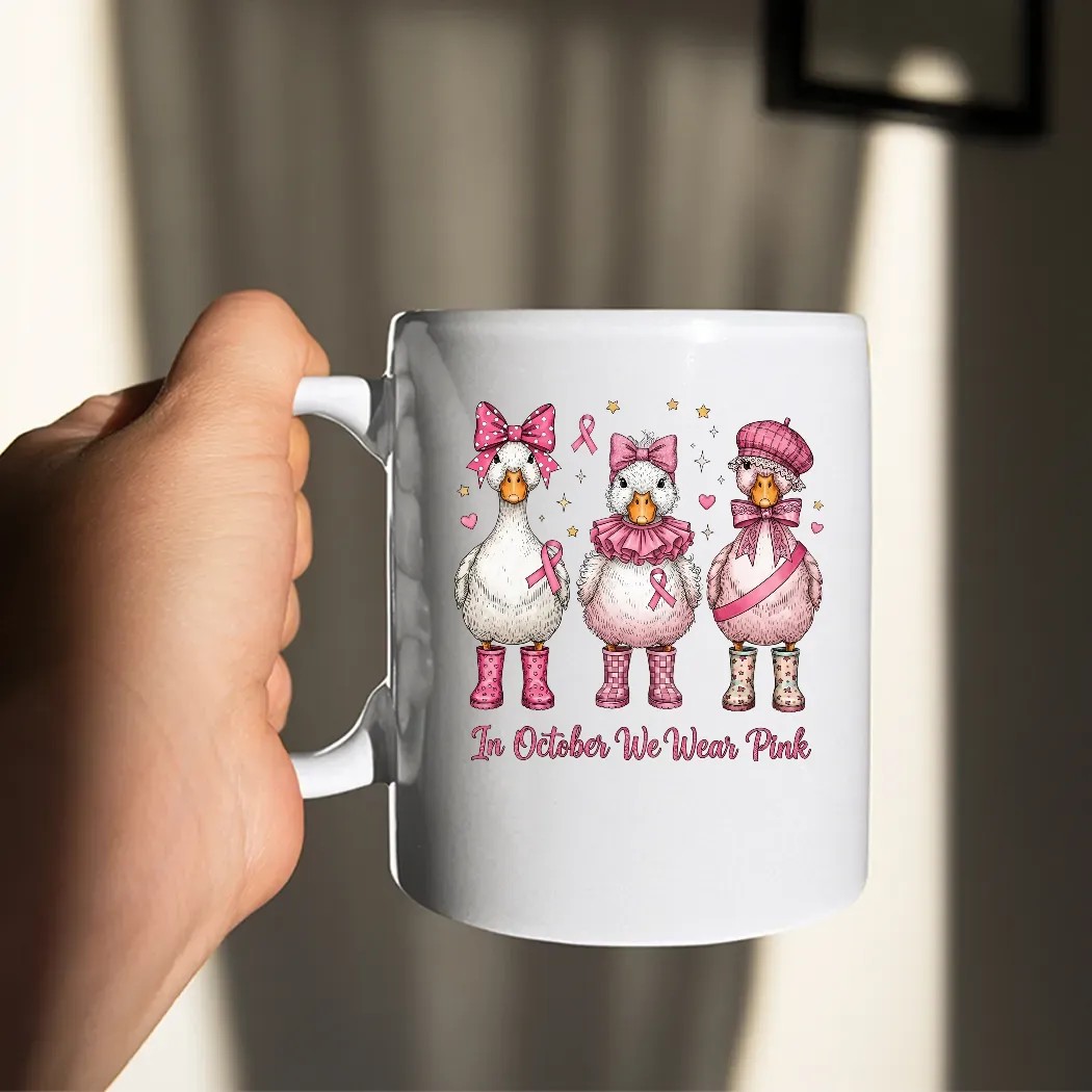 In October We Wear Pink Goose Breast Cancer Awareness T Shirt