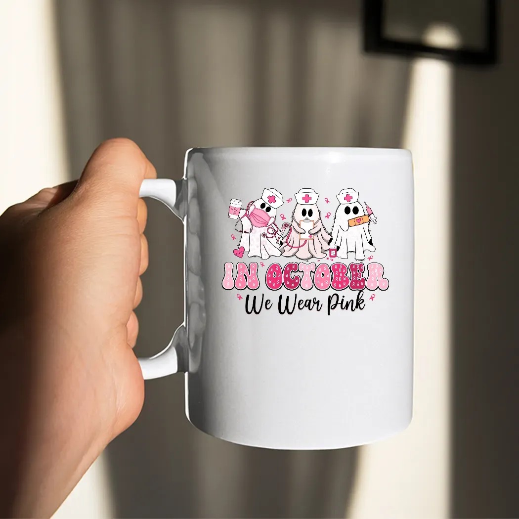 In October We Wear Pink, Nurse Life, Pink Nurse Breast Cancer, Breast Cancer Nurse Sublimation Design, Nurse Shirt