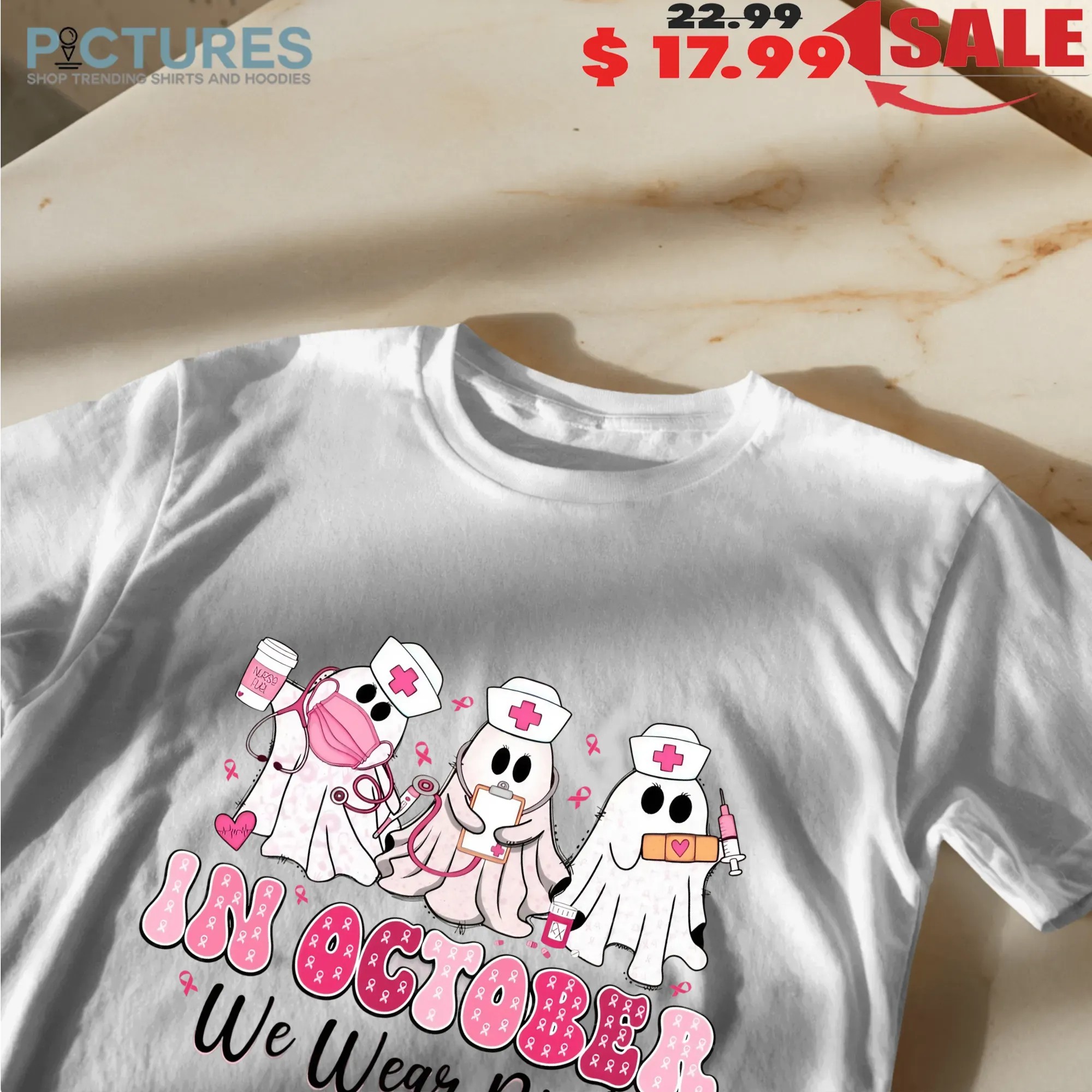 In October We Wear Pink, Nurse Life, Pink Nurse Breast Cancer, Breast Cancer Nurse Sublimation Design, Nurse Shirt